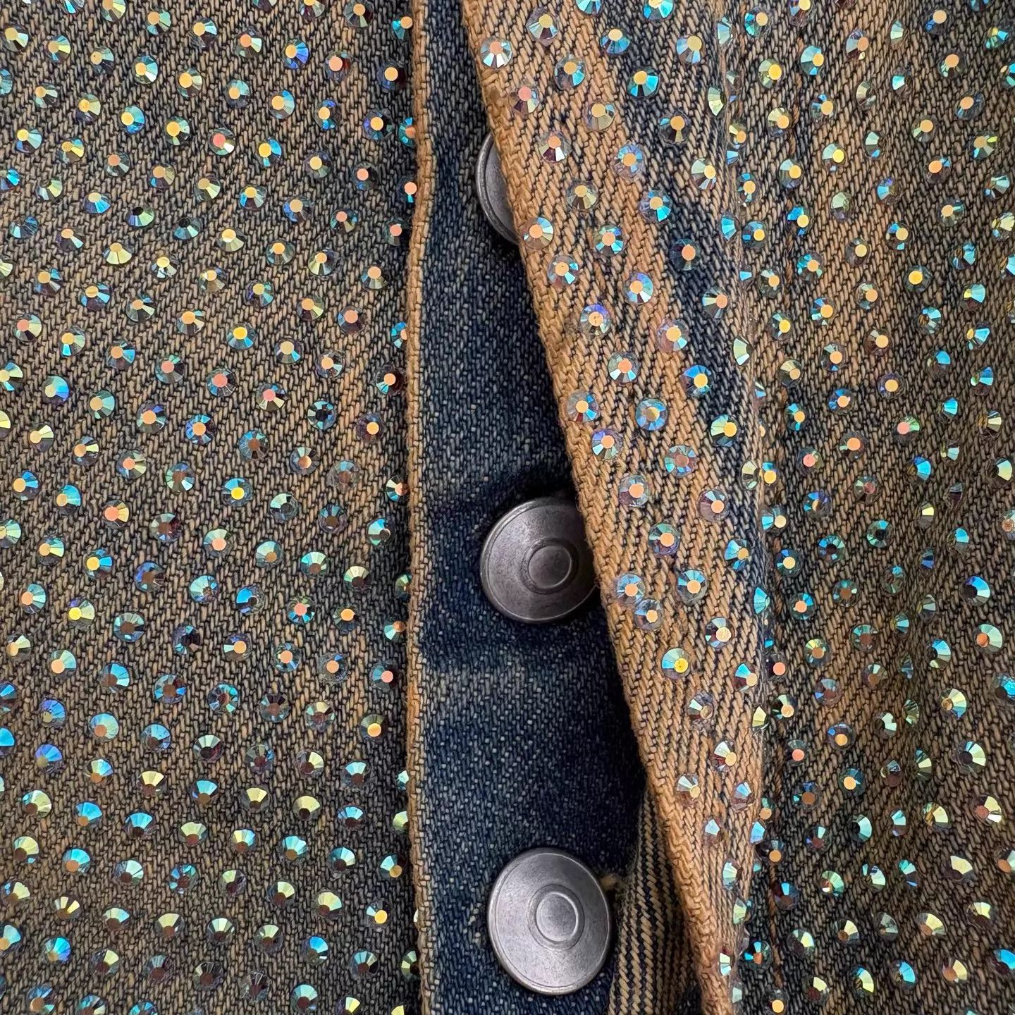 Acne Studios Acne Studios Crystal Studded Olive Wide-Leg Jeans 27 Size 27" / US 4 / IT 40 - 3 Thumbnail