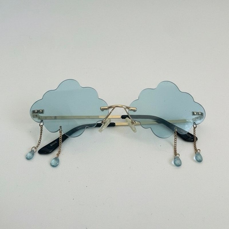 Other Blue Cloud Dangling Raindrop Charm Statement Sunglasses Size ONE SIZE - 1 Thumbnail
