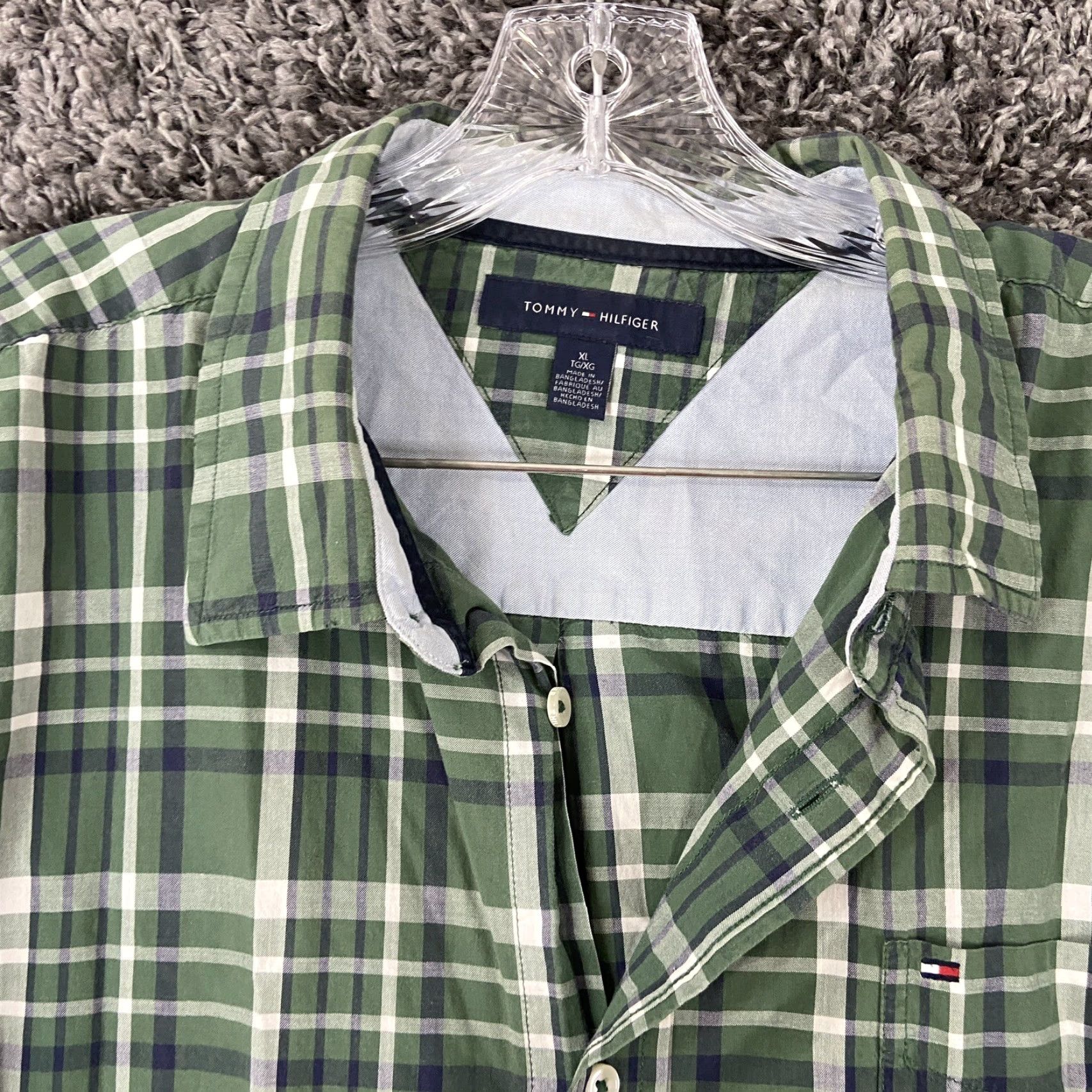 Tommy Hilfiger Tommy Hilfiger Shirt Men XL Green Plaid Button-Up Long Sleeve Mens Size US XL / EU 56 / 4 - 5 Thumbnail