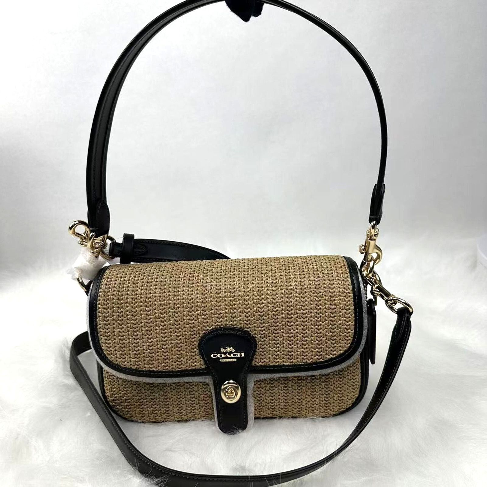 Coach Hadley Shoulder Crossbody Bag In Straw/toast/black NWT in Brown, Women's