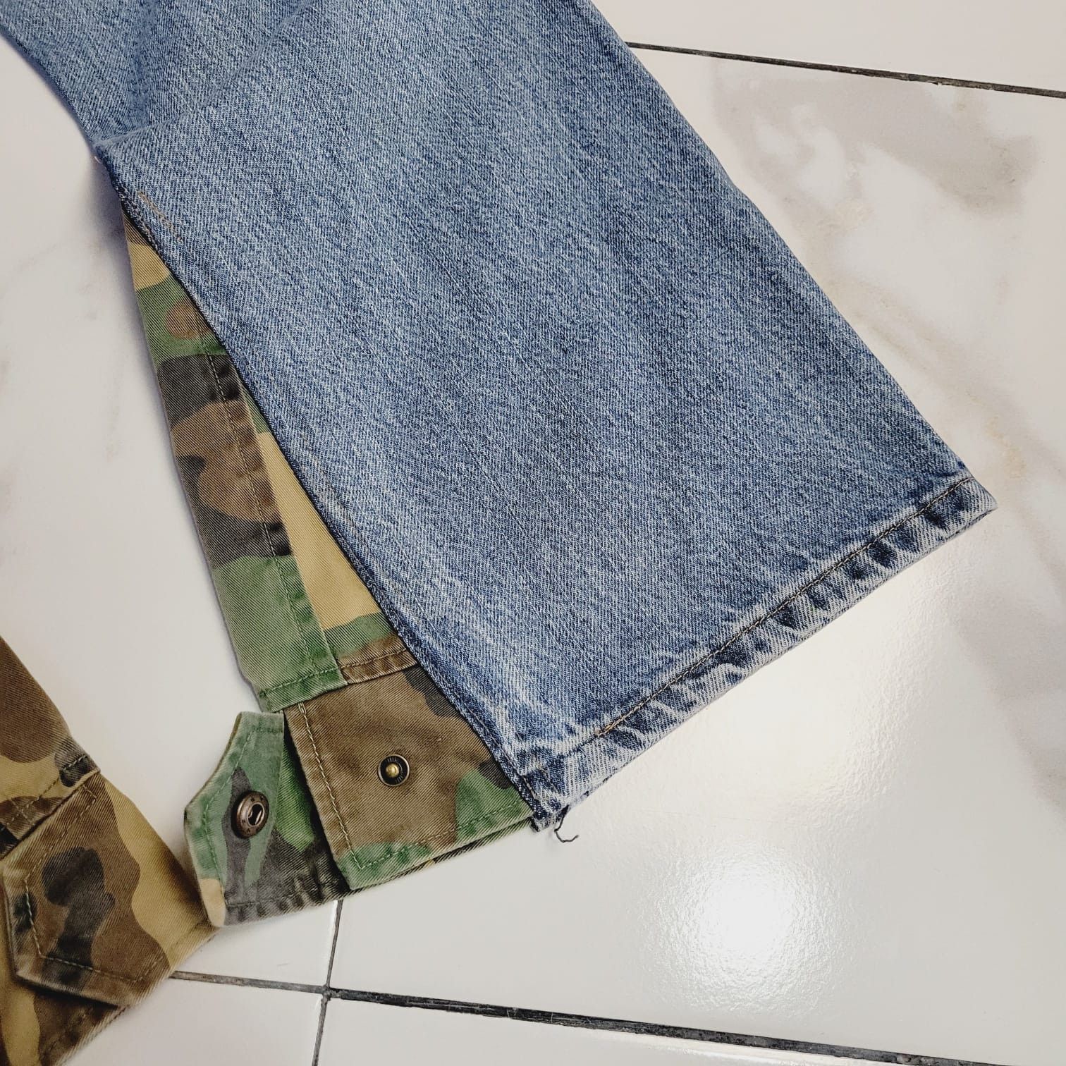Japanese Brand 1 of 1 Denim Cargo Reworked Jeans Flared Baggy Size US 34 / EU 50 - 10 Thumbnail