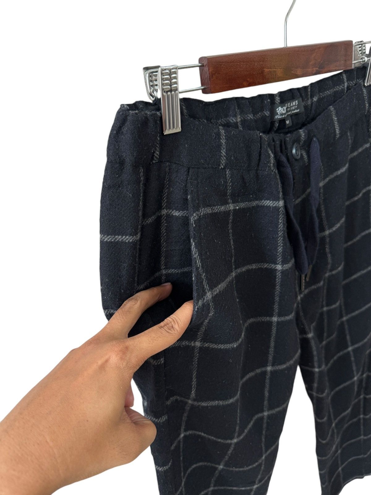Beams Plus Vintage BEAMS Hearts Pants Wool Checkered 1990s Size US 34 / EU 50 - 2 Thumbnail