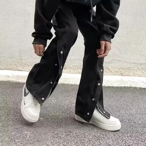 Japanese Brand × Jean Black Button Decor Pants, Wide Leg Pants Size US 30 / EU 46 - 3 Thumbnail