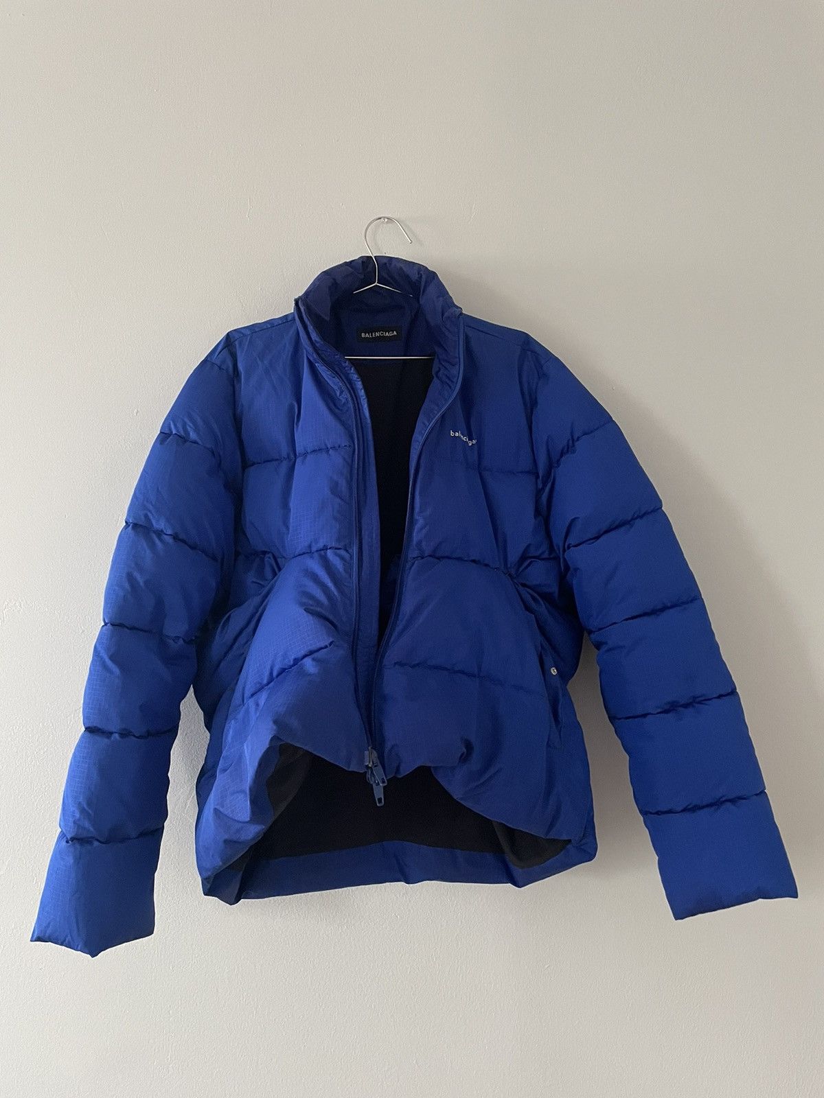 image of Balenciaga C Shape Puffer in Blue, Men's (Size Small)