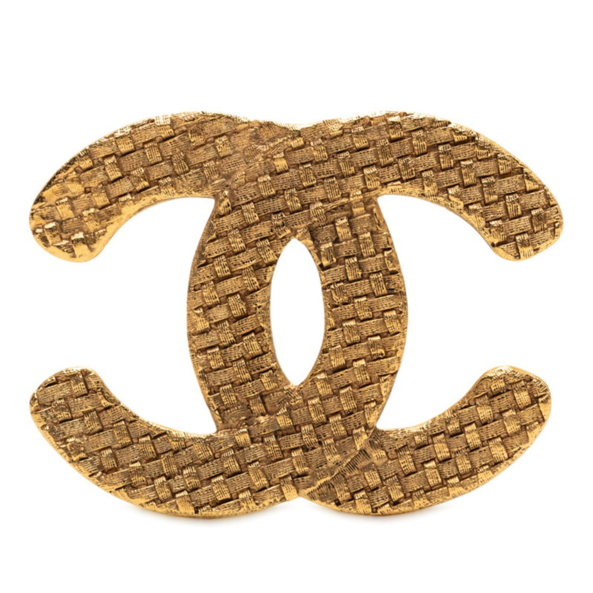 Chanel CHANEL Coco Mark Braided Brooch, Gold Plated, Women's Size ONE SIZE - 1 Thumbnail