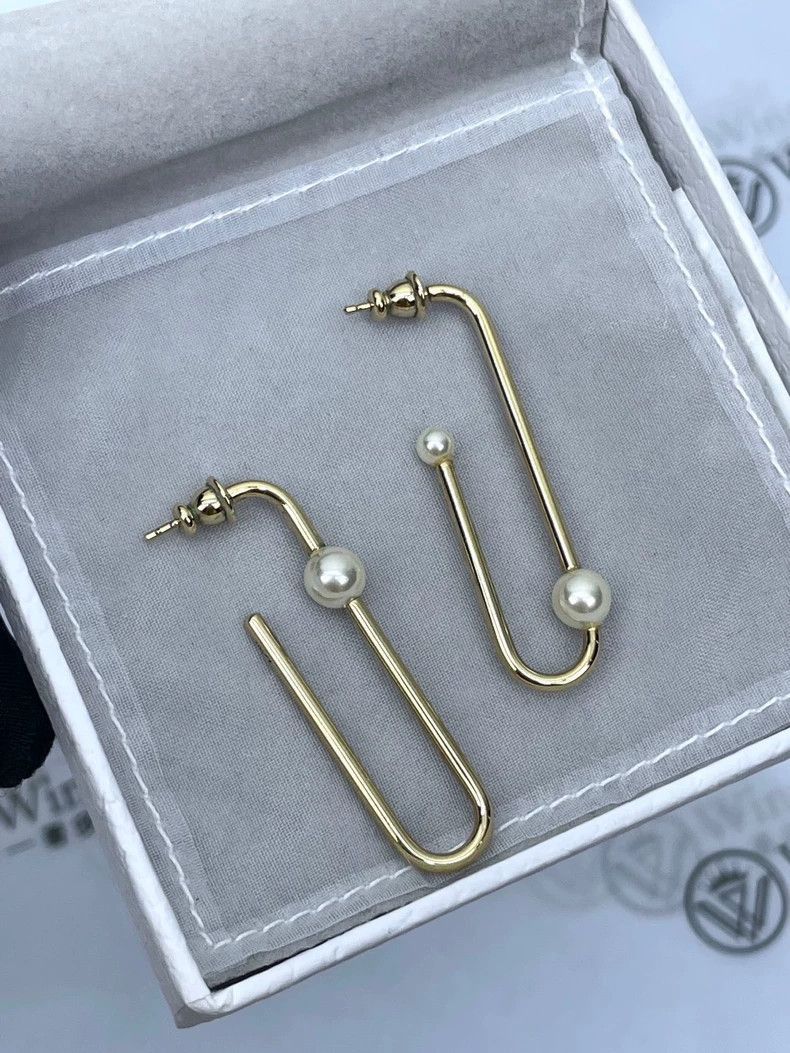 Dior Dior Dior Pearl Paperclip Stud Earrings-2507 Size ONE SIZE - 3 Thumbnail