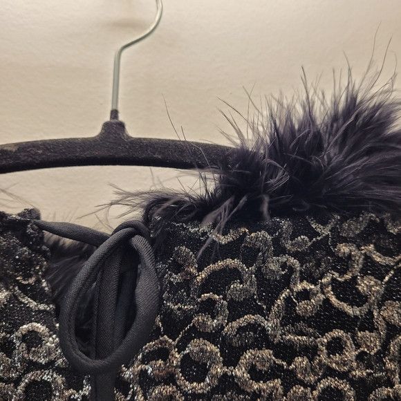 Other Hendy Vintage Black Feather Neckline Silver Camisole 90s - M Size M / US 6-8 / IT 42-44 - 5 Thumbnail