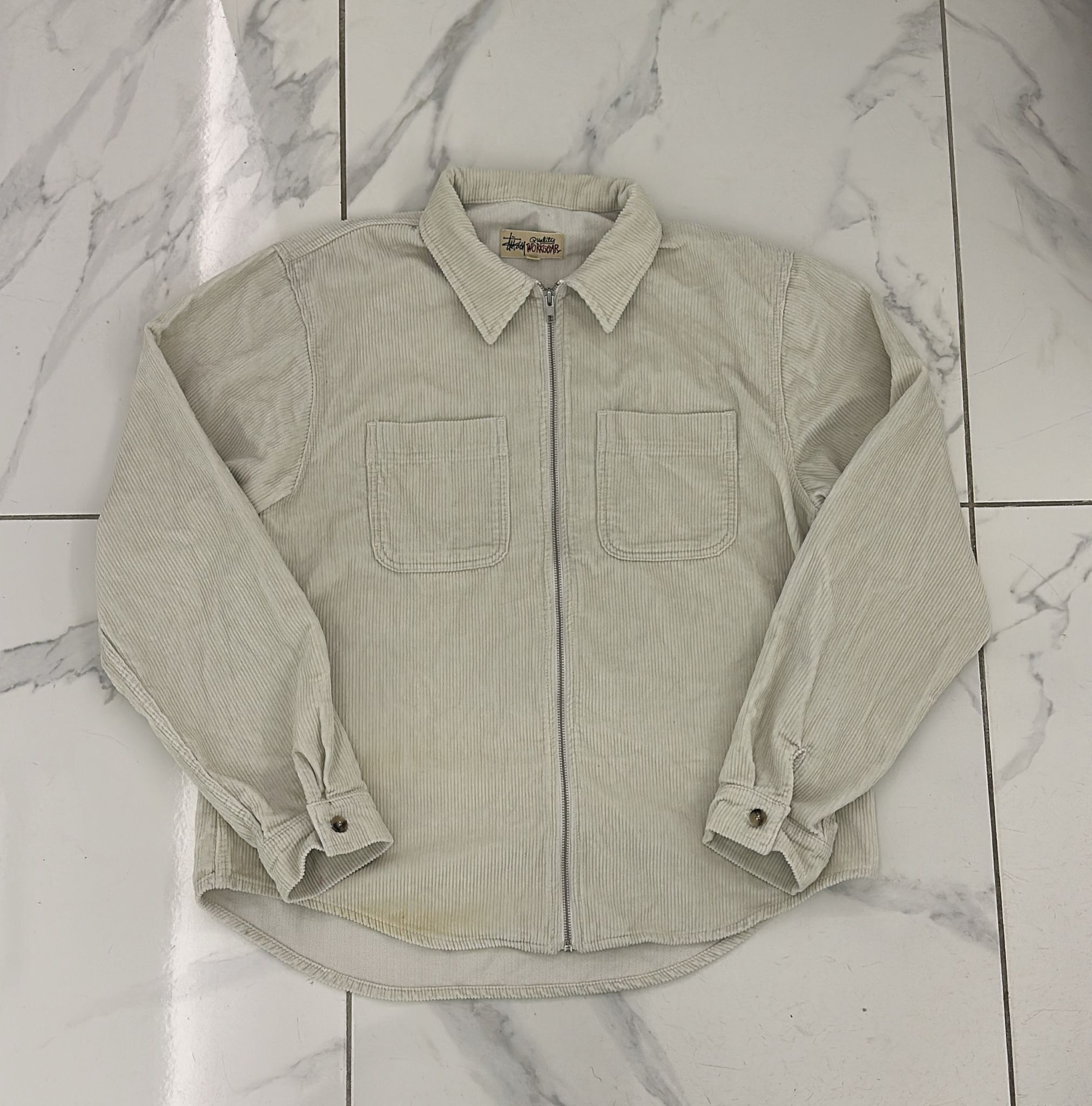 Stussy Stussy Wide Wale Cord Zip Shirt In Bone Size US L / EU 52-54 / 3 - 3 Thumbnail