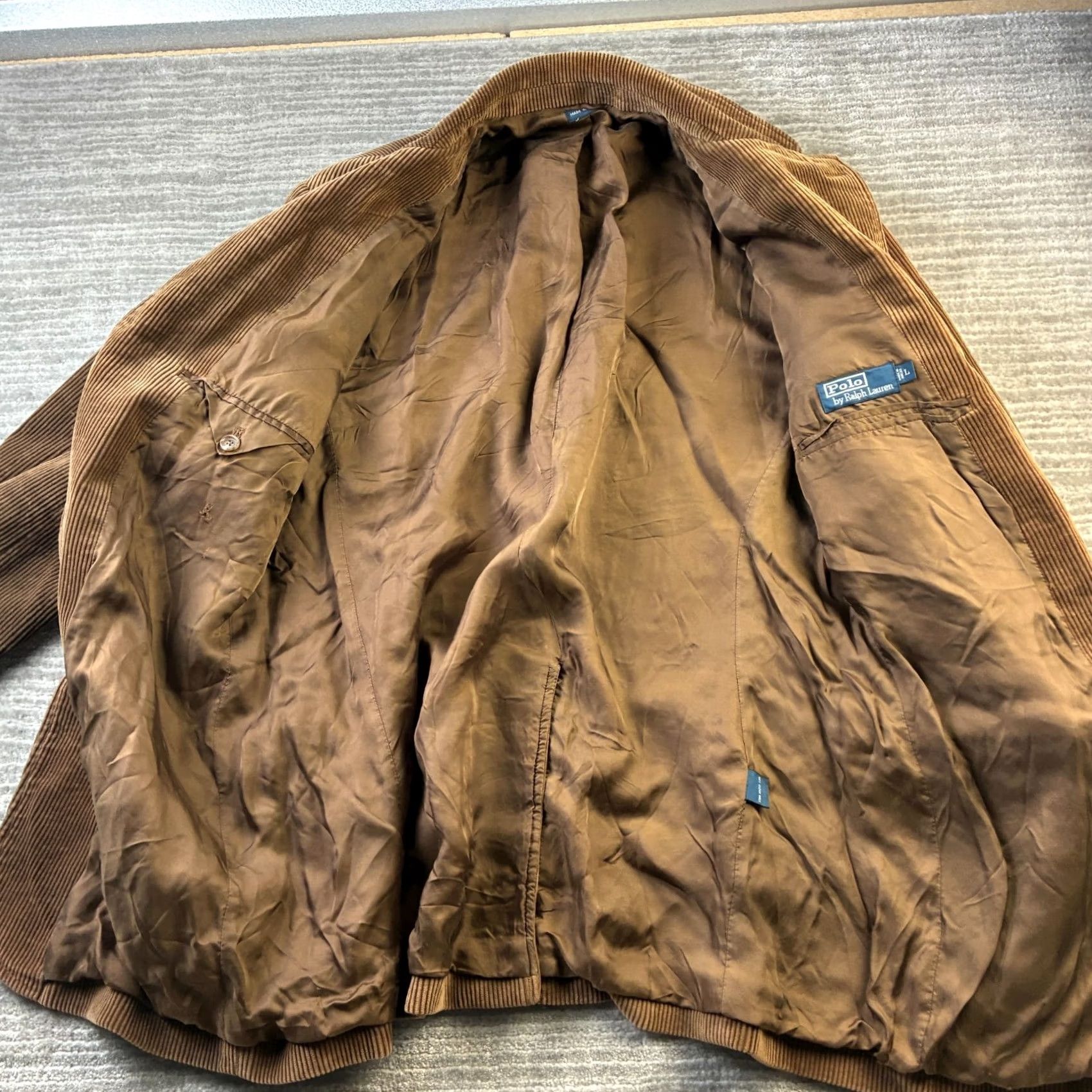 Polo Ralph Lauren VINTAGE Polo Ralph Lauren Blazer Mens Large Brown Corduroy 3 Button Front Three-Button Notch Lapel Single-Breasted Regular Fit Jacket Coat Size US L / EU 52-54 / 3 - 7 Thumbnail
