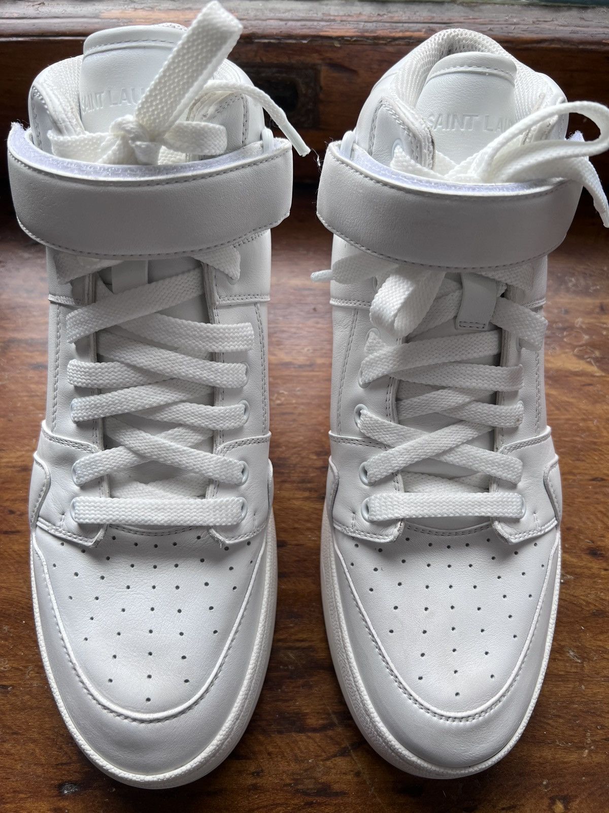 Saint Laurent Paris $1.3K Lax dirty white mid-top sneakers, EU43.5/US10.5 Size US 10.5 / EU 43-44 - 1 Thumbnail