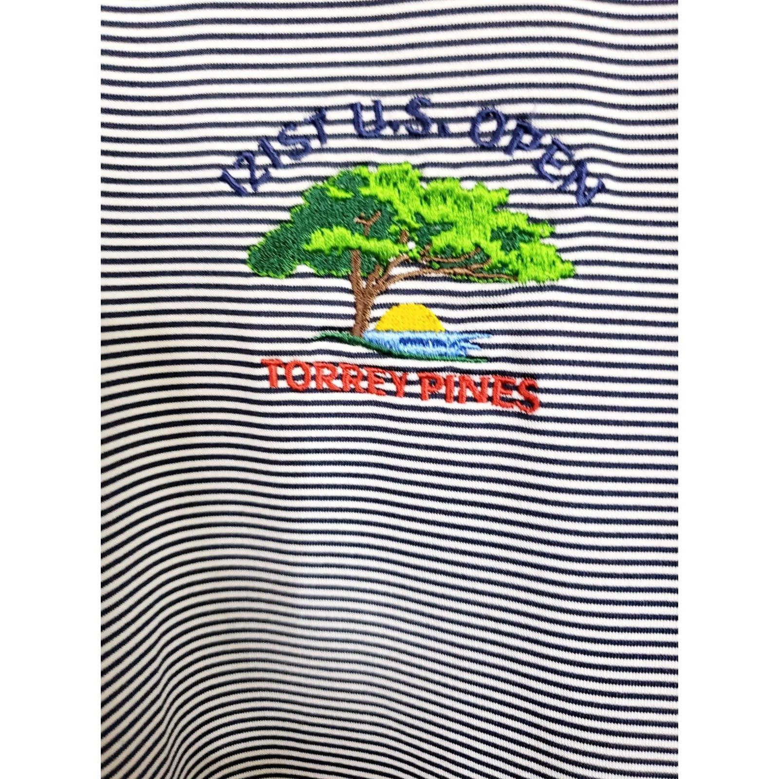 Vintage VINTAGE? No — Fairway & Greene Shirt Polo XL Blue Striped 121st US Open Golf Torrey Pines Mens XL Blue Striped Polo Shirt Size US XL / EU 56 / 4 - 7 Thumbnail