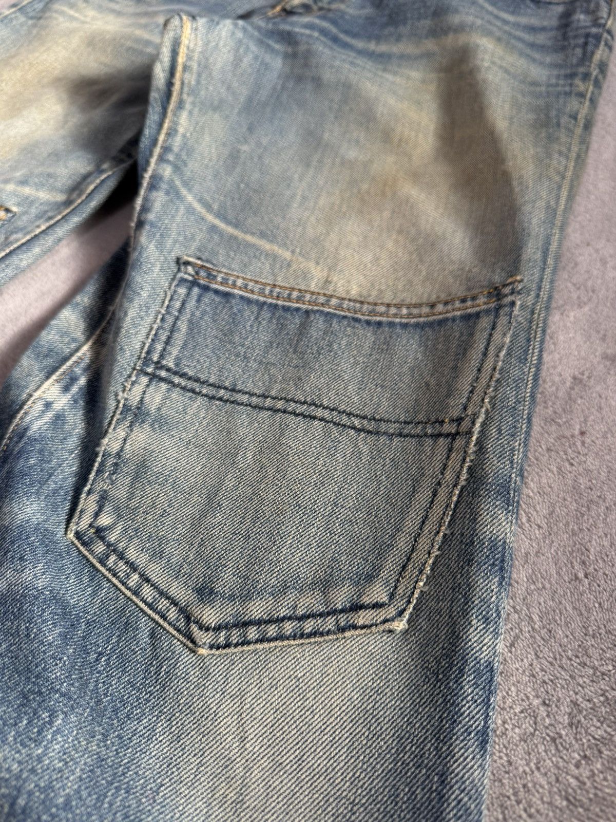 Big John × Vintage 70s Big John Talon Zipper Aging Distressed Mud Flared Jeans Size US 32 / EU 48 - 8 Thumbnail