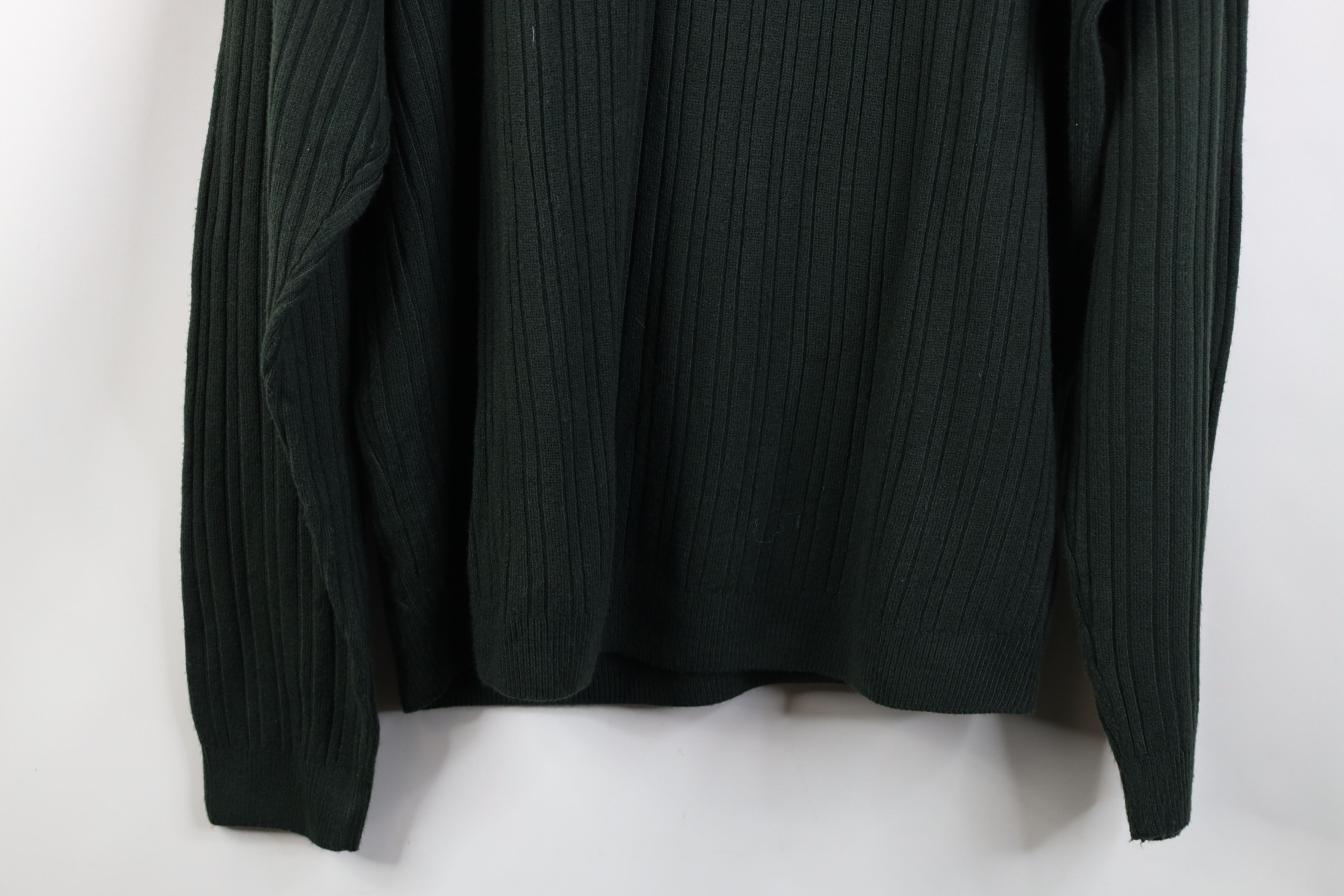 Vintage Vintage 90s Streetwear Cable Knit Collared Sweater Green Size US XL / EU 56 / 4 - 10 Thumbnail