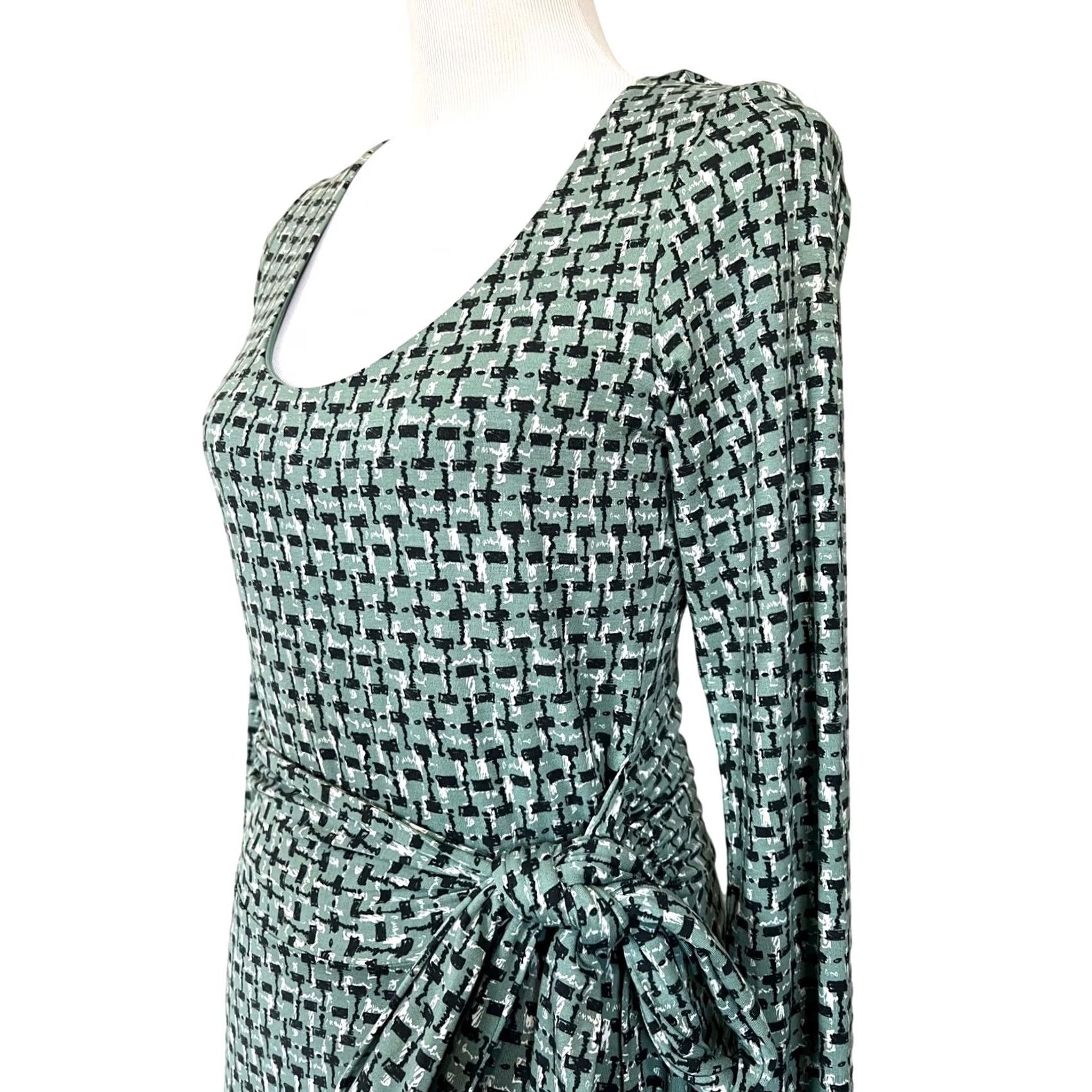 Boden Boden Wrap Dress Stretch Jersey Green Long Sleeve Midi Sylvia Womens US Size 6L Size M / US 6-8 / IT 42-44 - 4 Thumbnail
