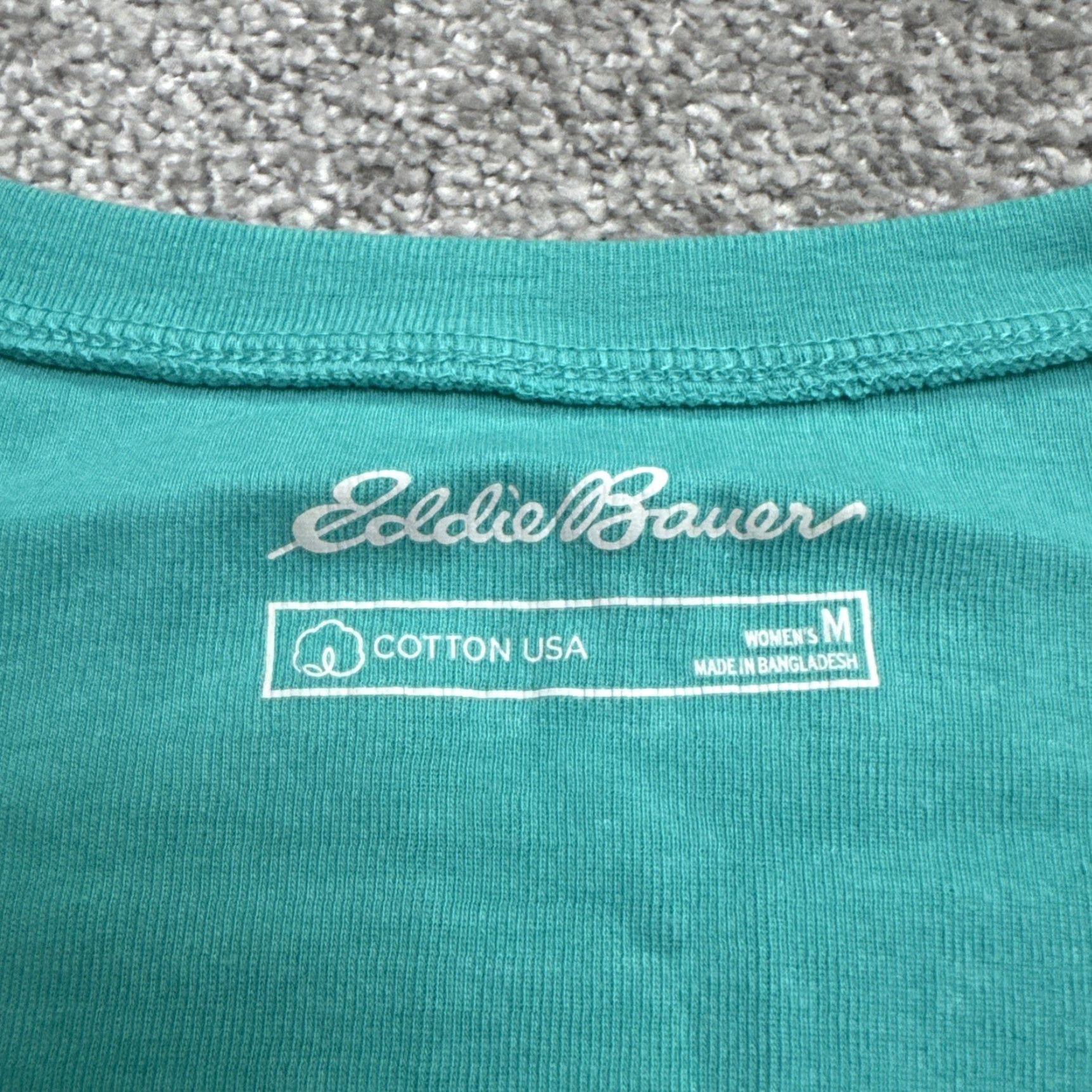 Eddie Bauer VINTAGE? No - but item is classic Eddie Bauer T-Shirt Womens Medium Teal Blue V-Neck Cotton Tee Size M / US 6-8 / IT 42-44 - 3 Thumbnail