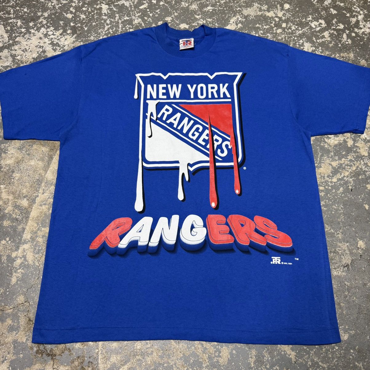 NHL Vintage New York Rangers Water Drip Logo NHL Tshirt 1994 Size US XL / EU 56 / 4 - 7 Thumbnail