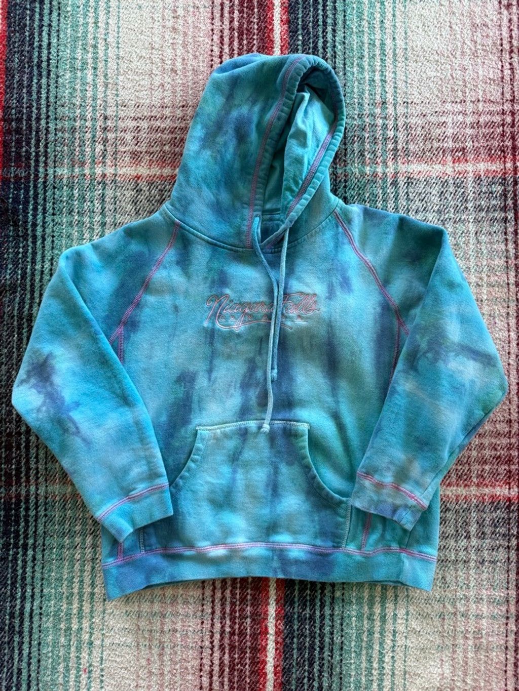 Vintage Vintage Blue Tie-Dye Niagara Falls Hoodie M Size M / US 6-8 / IT 42-44 - 1 Thumbnail