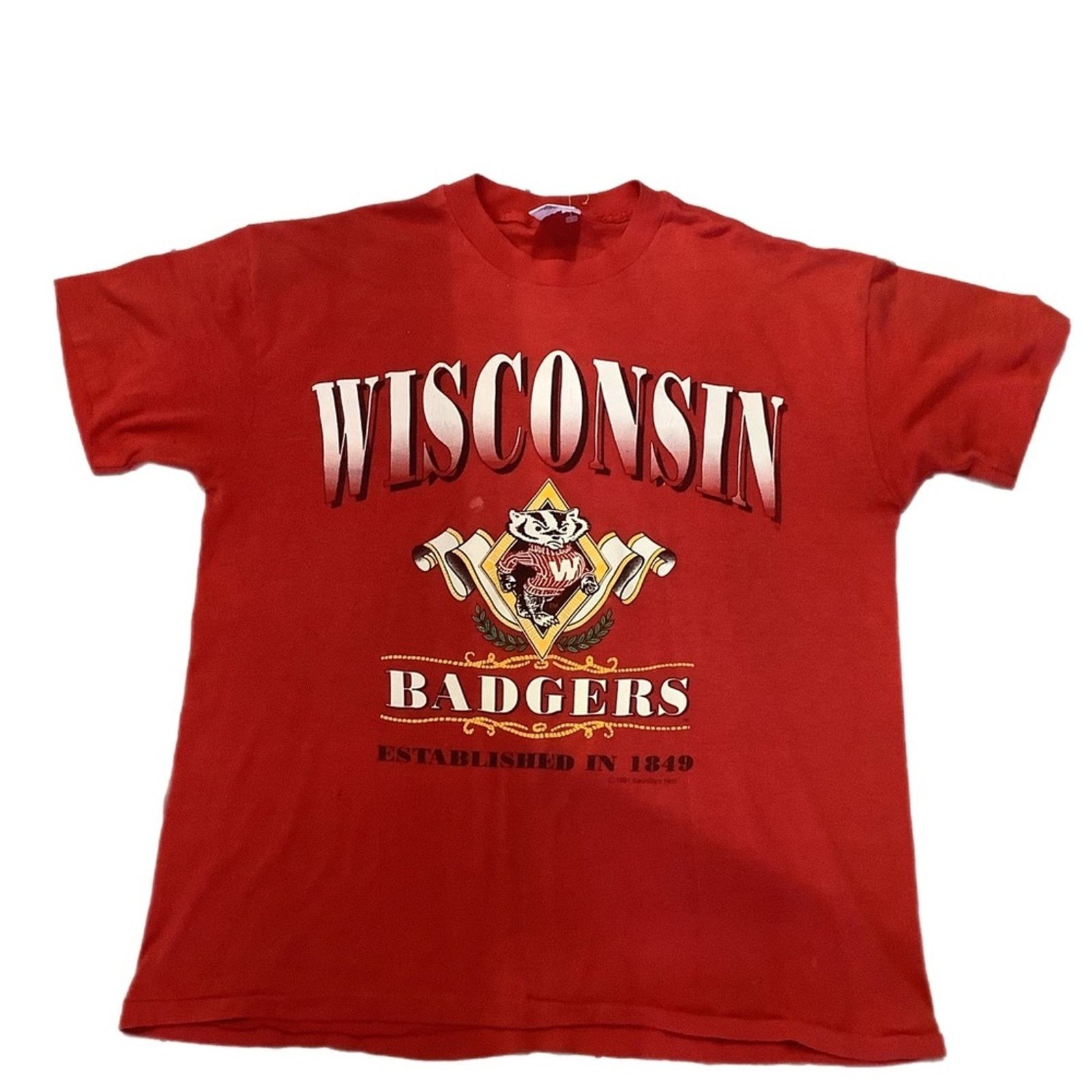Vintage Vtg 90s Wisconsin Badgers t-shirt Size US XL / EU 56 / 4 - 1 Thumbnail