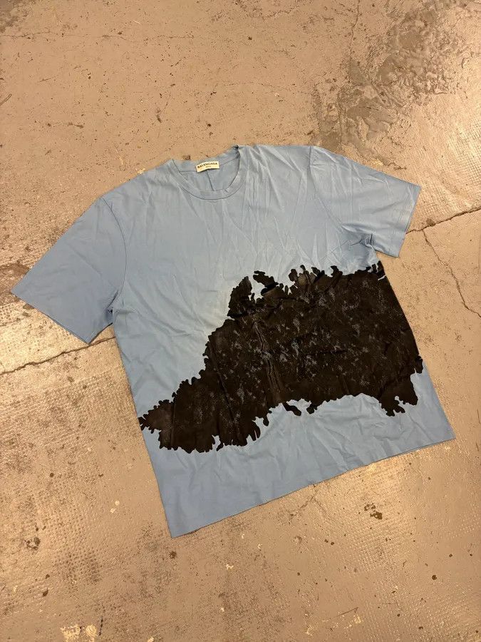 Balenciaga SS2015 Balenciaga Light Blue Ink Splatter T-Shirt Size US M / EU 48-50 / 2 - 4 Thumbnail
