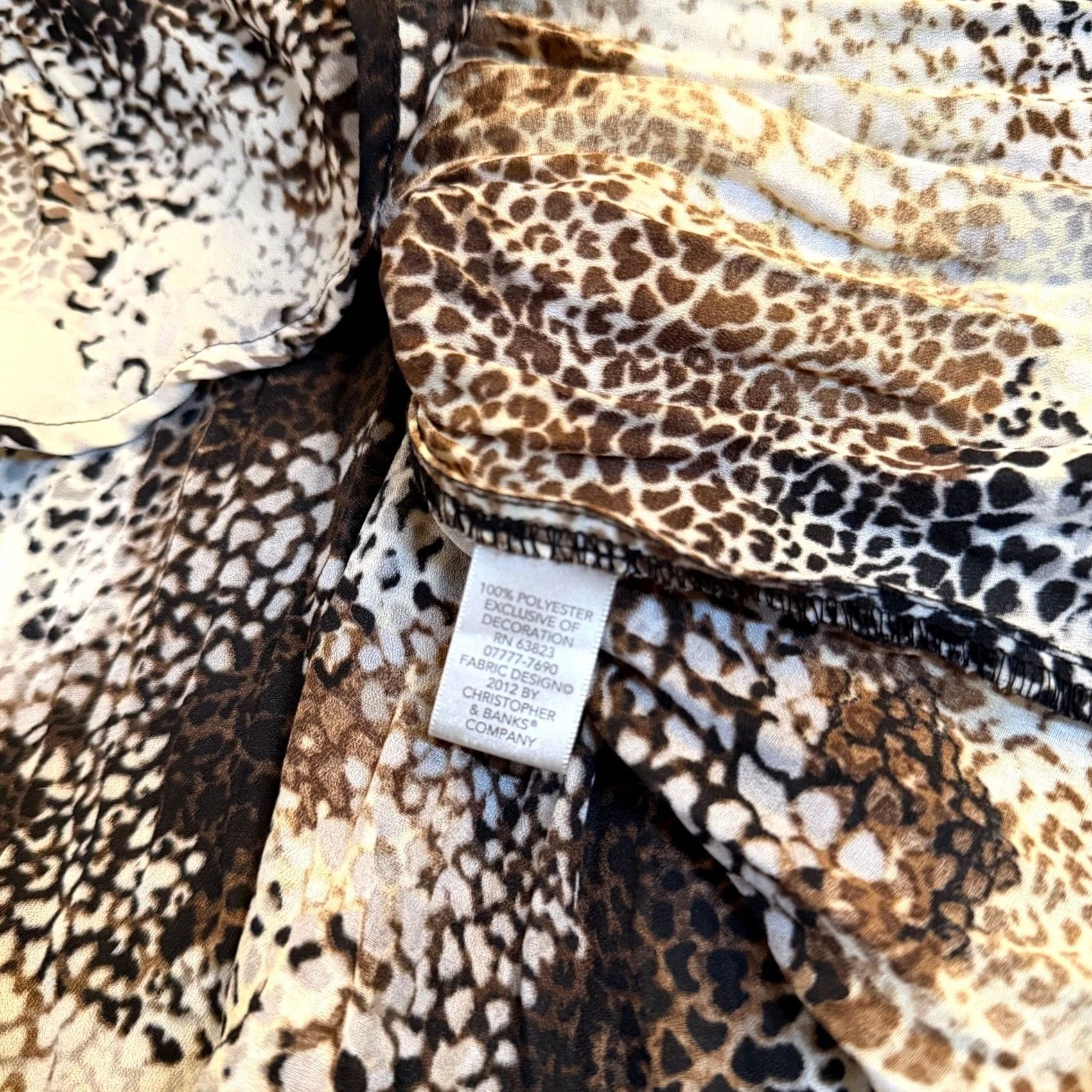Vintage CJ Banks Blouse Top Womens Plus Size 2X V-Neck 3/4 Sleeve Animal Print Lace Trim Boho Chic Relaxed Fit Size XXL / US 16-18 / IT 52-54 - 5 Thumbnail