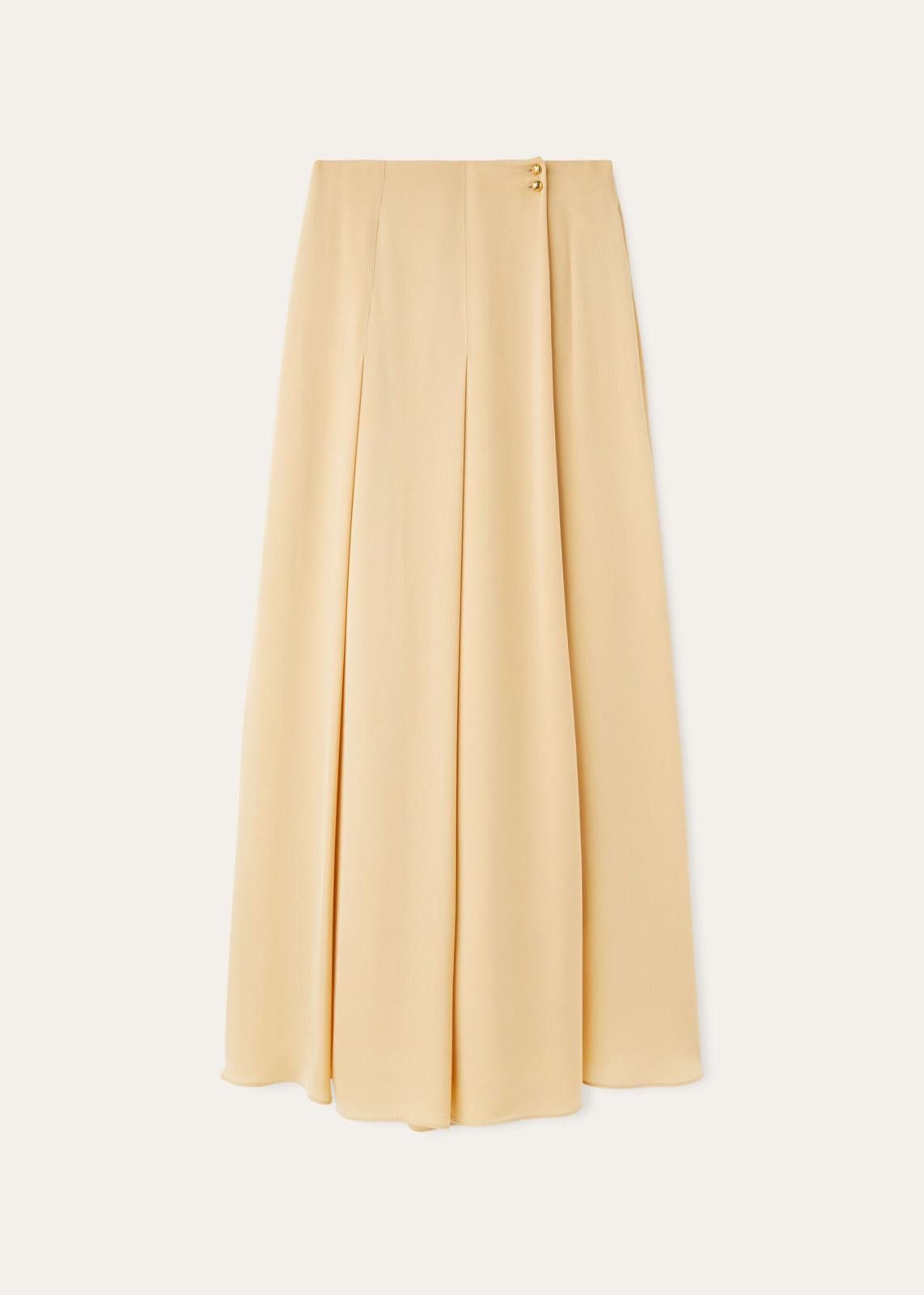 Loro Piana o1srvl11e0225 FAN8316 Linda Charmeuse Silk Skirt in Beige Size 28" / US 6 / IT 42 - 1 Thumbnail