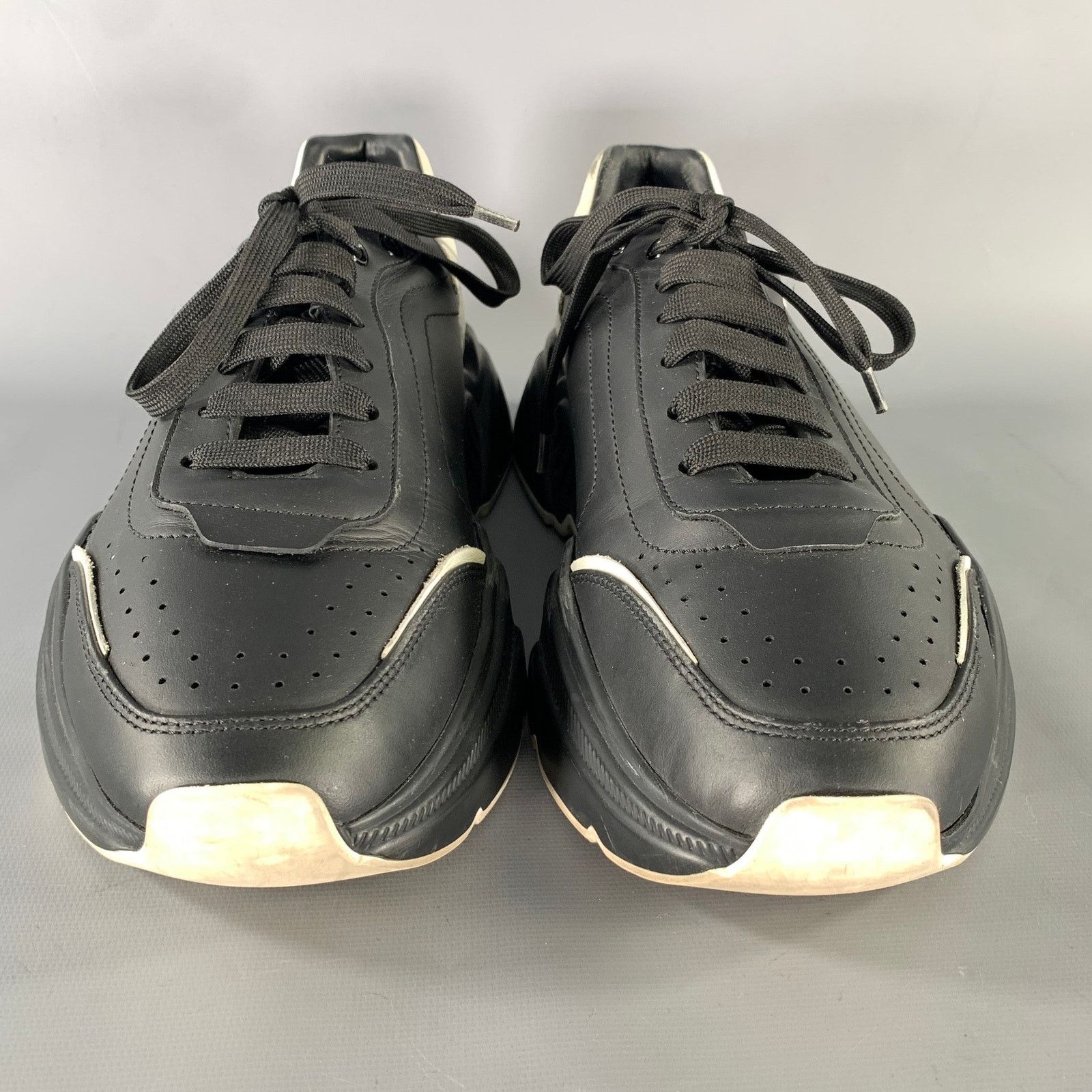 Dolce & Gabbana DOLCE & GABBANA Size 10 Black White Leather Sneakers Size US 10 / EU 43 - 4 Thumbnail
