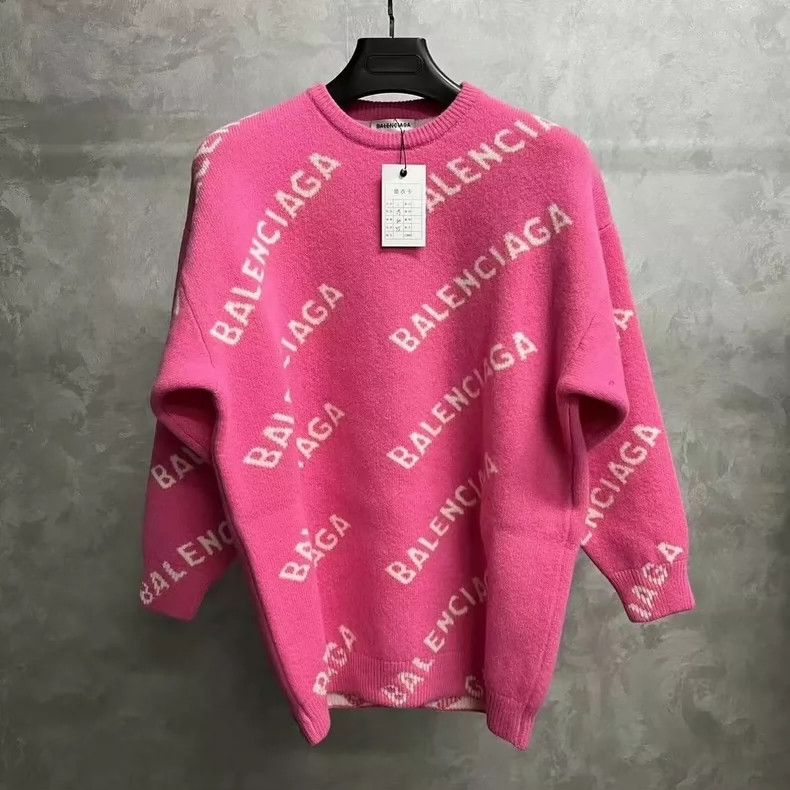 Balenciaga Pink Striped Cotton-blend Sweatshirt | Grailed