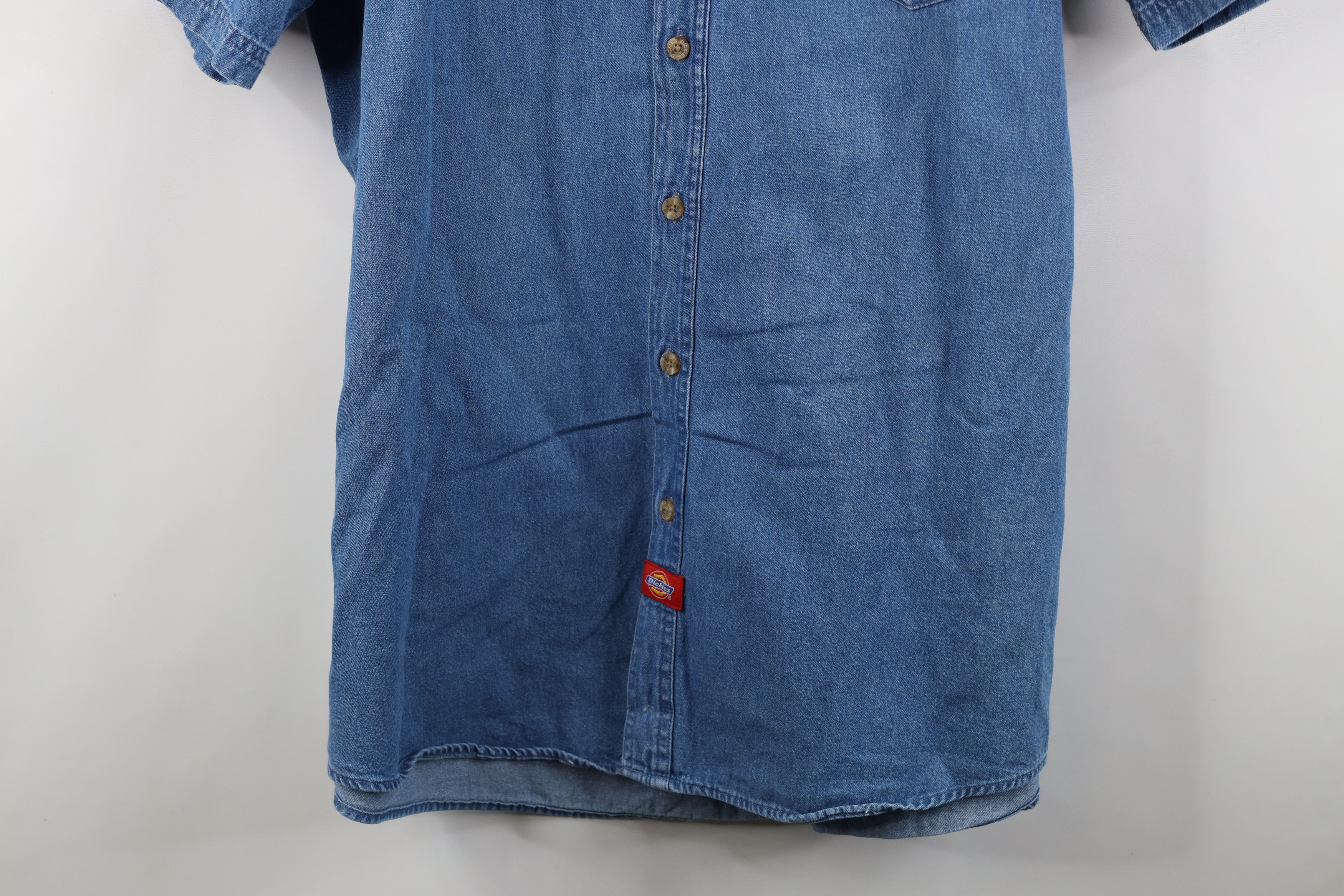 Dickies Vintage 90s Y2K Dickies Short Sleeve Denim Button Down Shirt Size US XXL / EU 58 / 5 - 3 Thumbnail