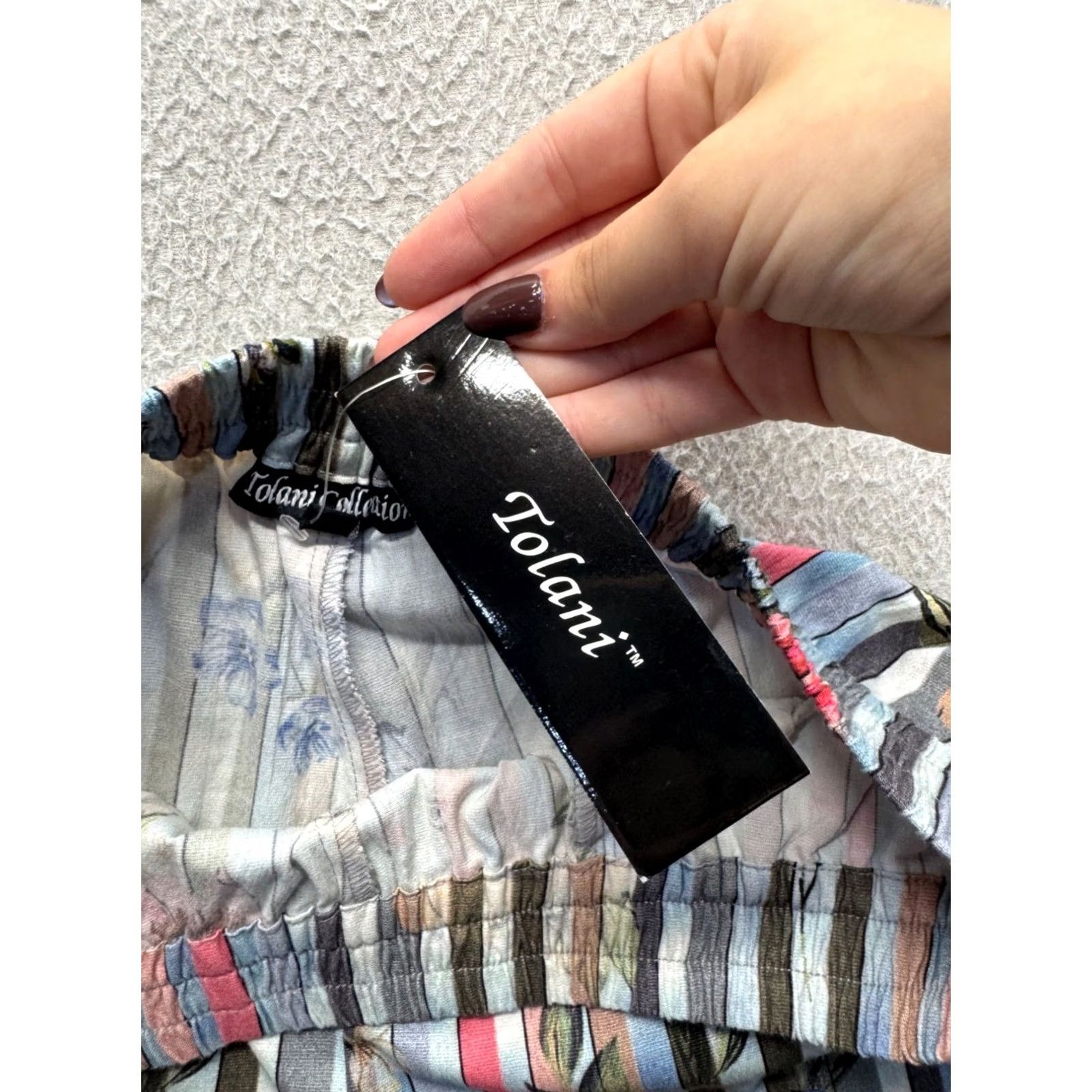 IOLANI Tolani Collection Striped Floral Wide-Leg Pants Womens S Blue Cotton Viscose Small SP 267B Size 28" / US 6 / IT 42 - 5 Thumbnail