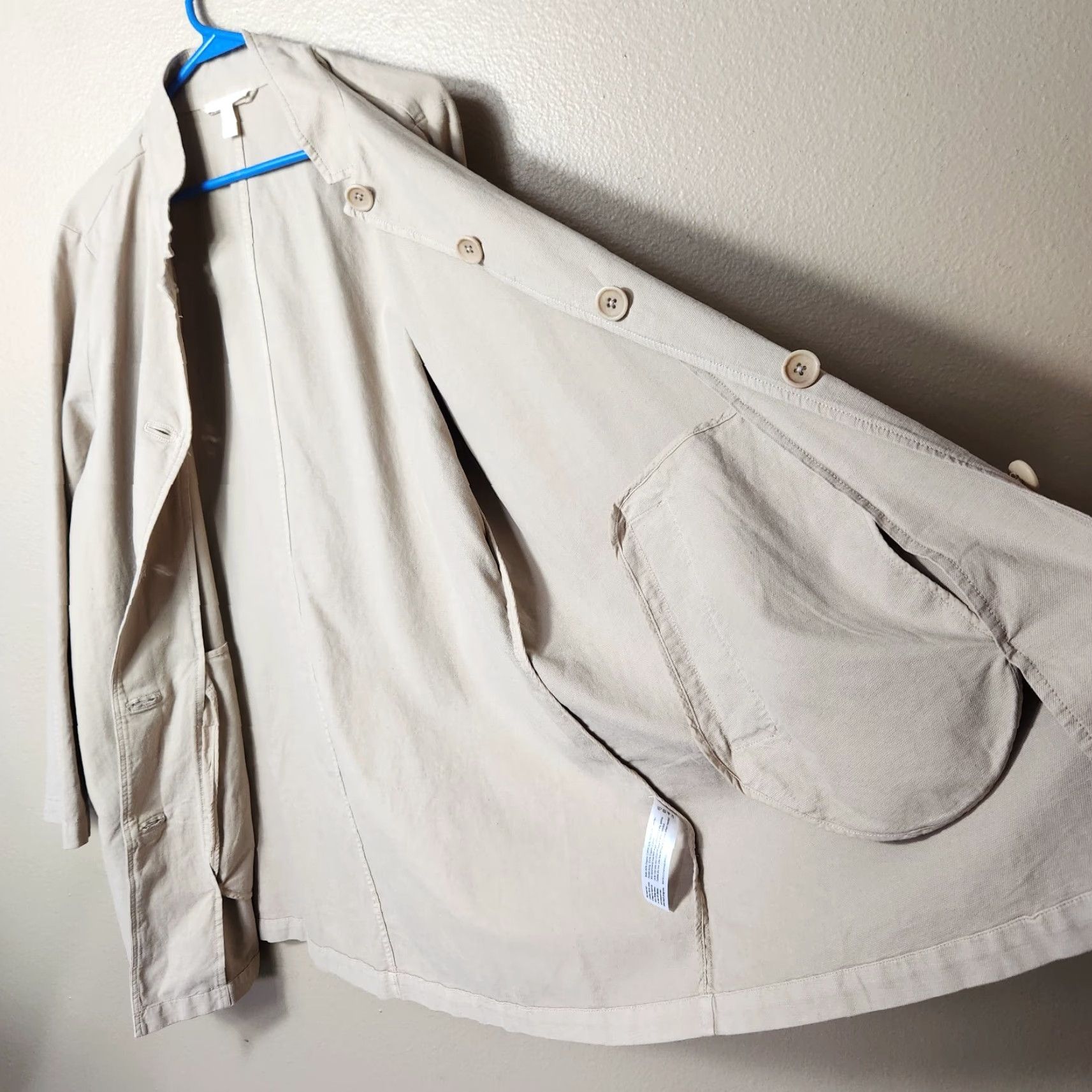 Eileen Fisher VINTAGE Eileen Fisher Jacket Shirt Womens XL Beige Organic Cotton Hemp Stand Collar Unlined Pockets (Note: All original words used; count within 200) Size XL / US 12-14 / IT 48-50 - 5 Thumbnail