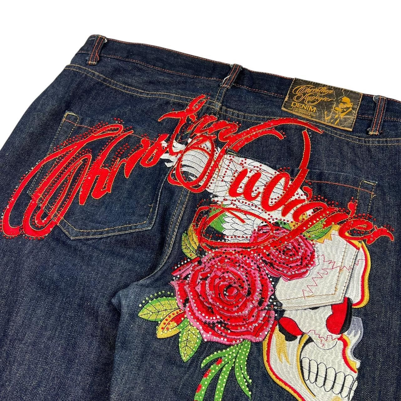 Christian Audigier Christian Audigier Embroidered Jeans Skull & Rose - Waist 38 Size US 38 / EU 54 - 3 Thumbnail