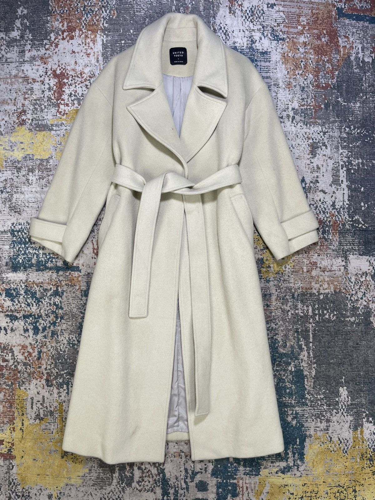 Japanese Brand United Tokyo Button Up Skirt Slit Belted Wool Coat Size XS / US 0-2 / IT 36-38 - 1 Thumbnail