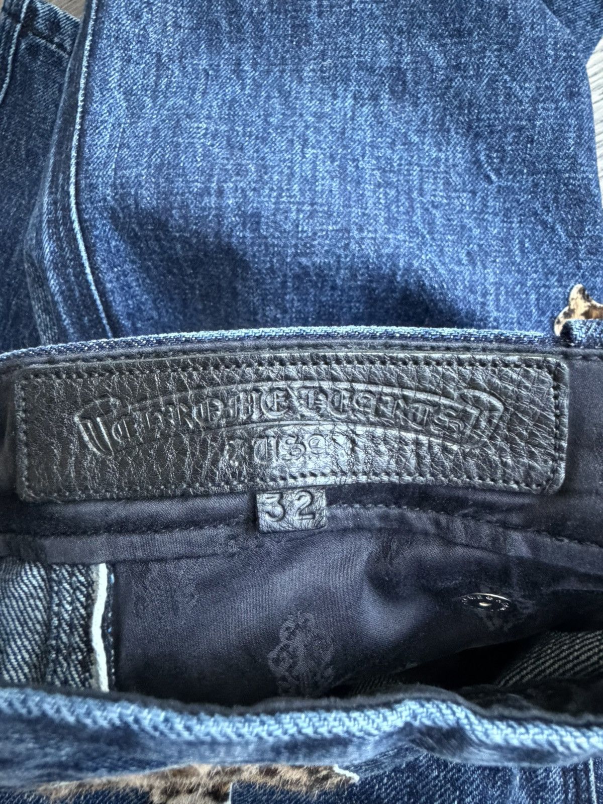 Chrome Hearts Chrome Hearts Turbo Diesel Cheetah Cross Patch Blue Jeans Size US 32 / EU 48 - 21 Thumbnail