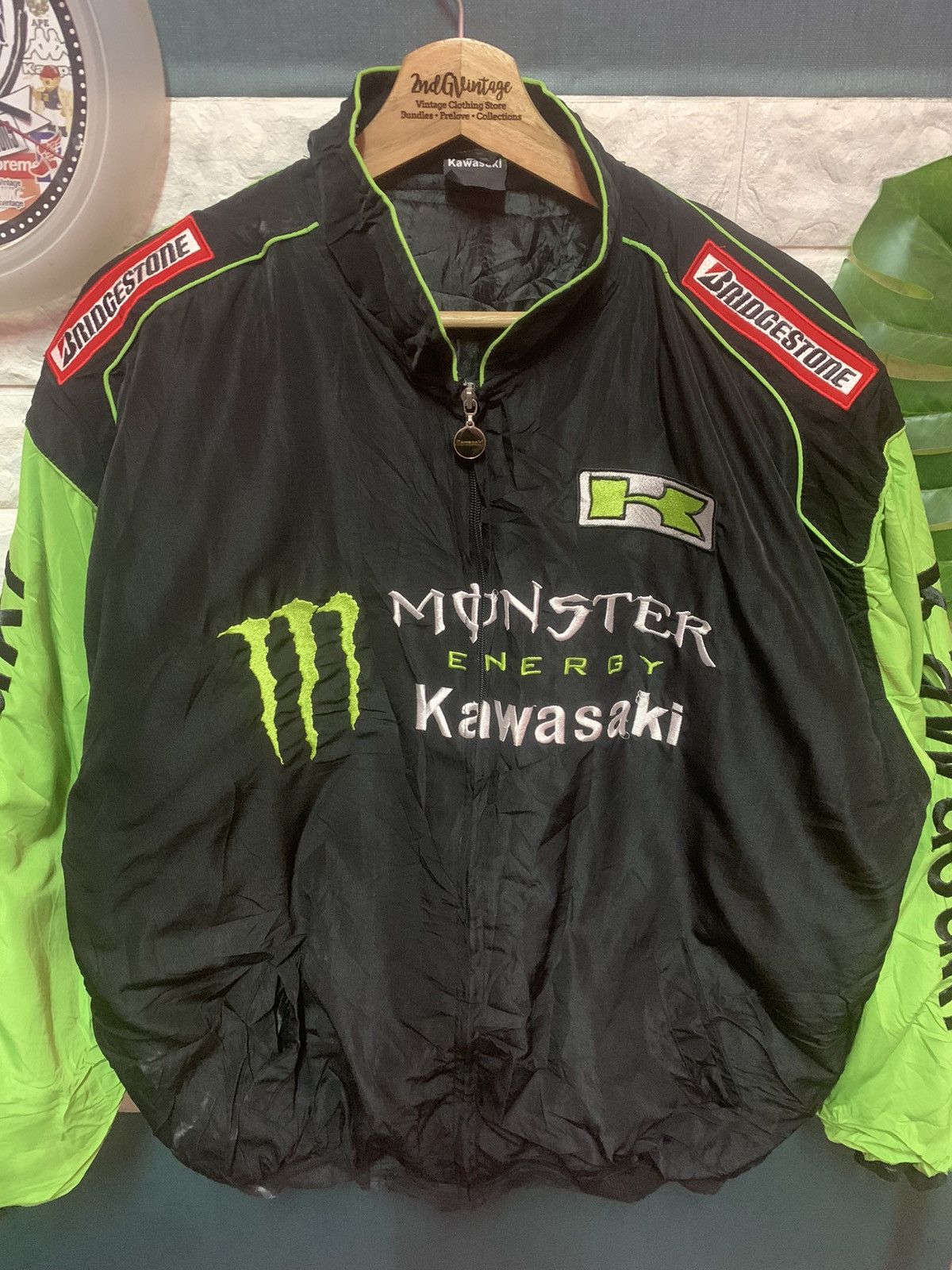 Sports Specialties × Vintage RARE!! Bomber Jacket Racing KAWASAKI Size US L / EU 52-54 / 3 - 3 Thumbnail