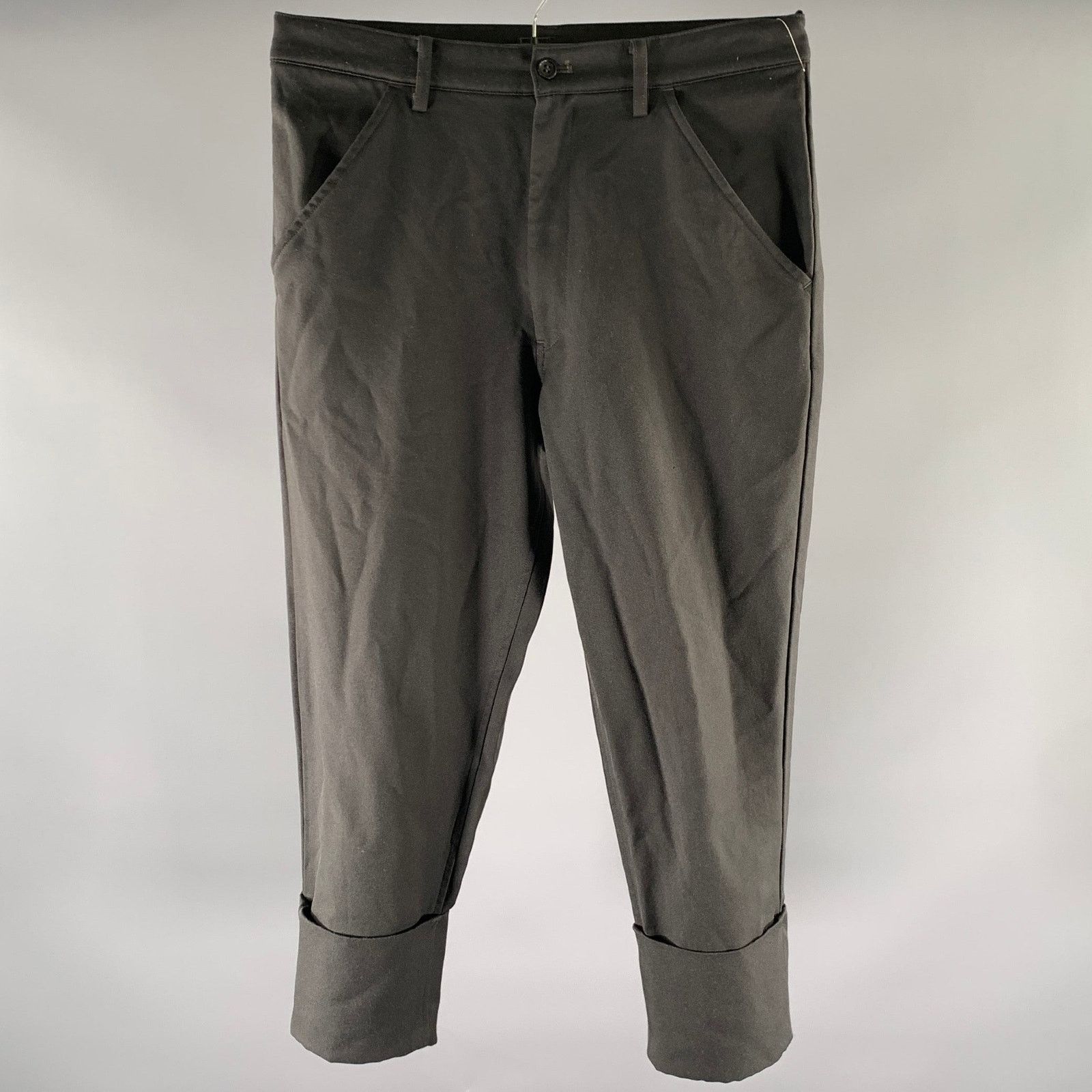 Comme des Garcons COMME des GARCONS Black Cotton Polyester Cuffed Pants Size 31" - 1 Thumbnail
