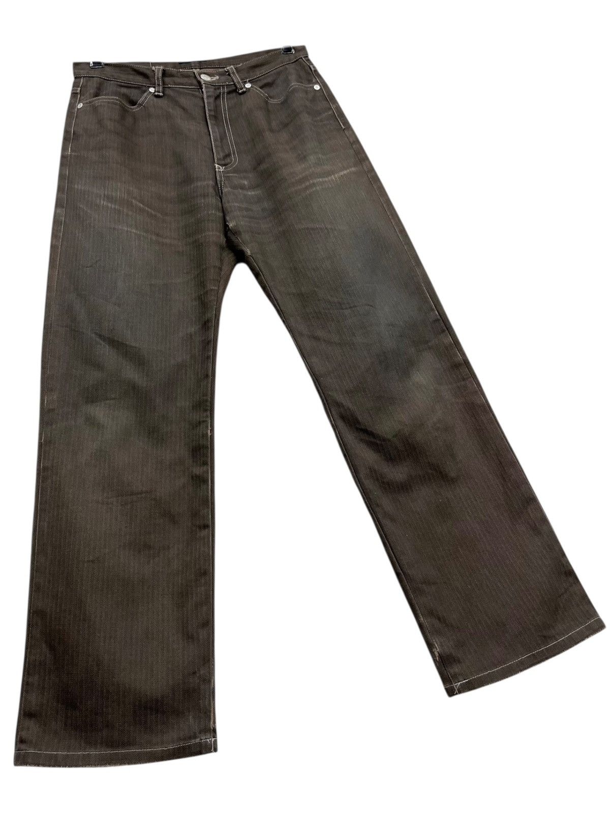 Issey Miyake Vintage TETE HOMME Classic Twill Weave Cotton Mudwash Brown Size US 29 - 3 Thumbnail