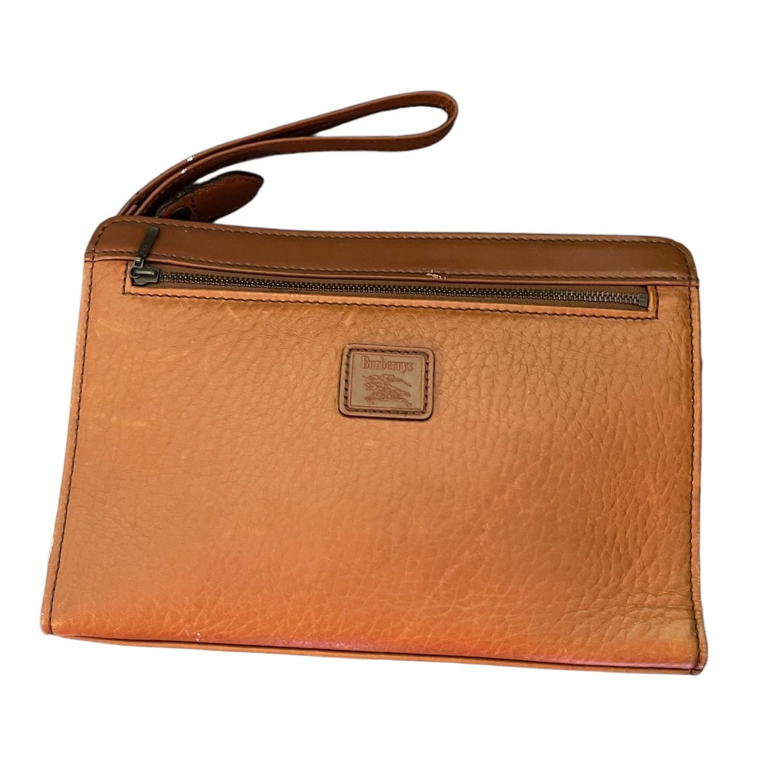 image of Burberry Vintage Authentic Leather Large Wristlet Bag in Brown, Women's
