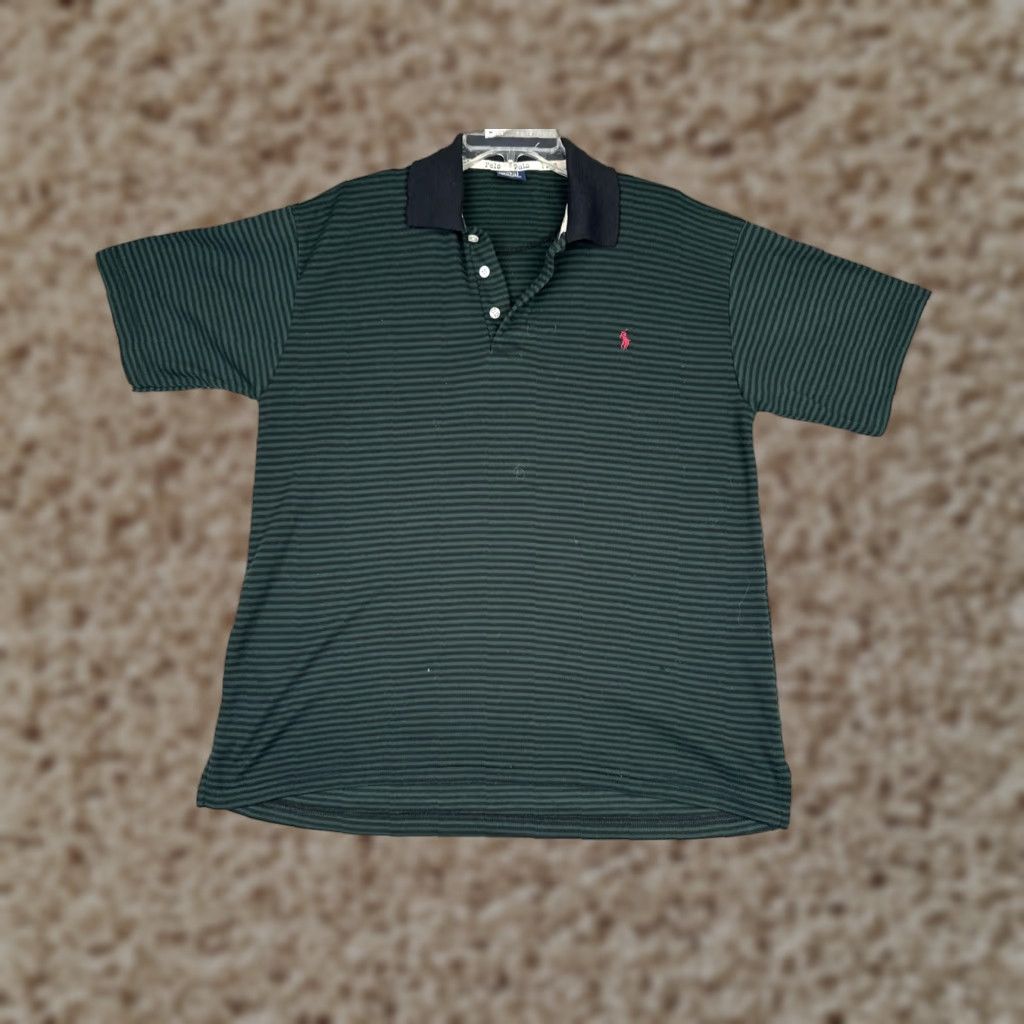 Polo Ralph Lauren Polo Ralph Lauren Polo Shirt Mens Large Green Striped Cotton Logo Casual Size US L / EU 52-54 / 3 - 1 Thumbnail