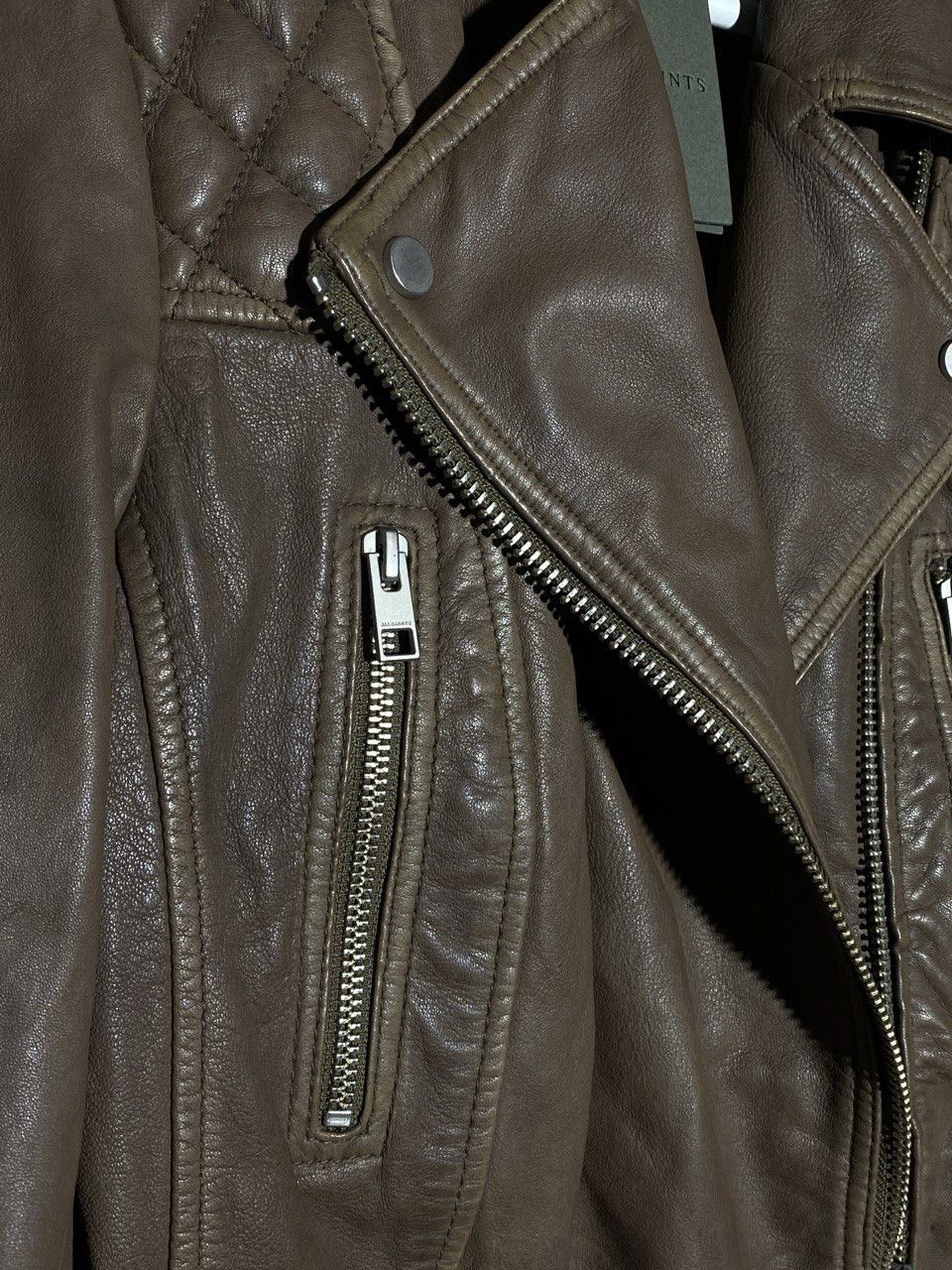 Allsaints All Saints Cropped Biker Leather Jacket Brown Size S / US 4 / IT 40 - 2 Thumbnail
