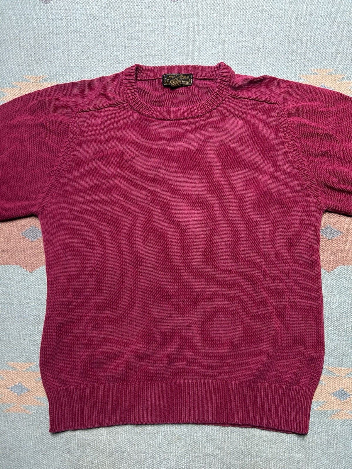Vintage 80s knit sweater Eddie Bauer cotton maroon heavyweigh medium Size US M / EU 48-50 / 2 - 2 Thumbnail