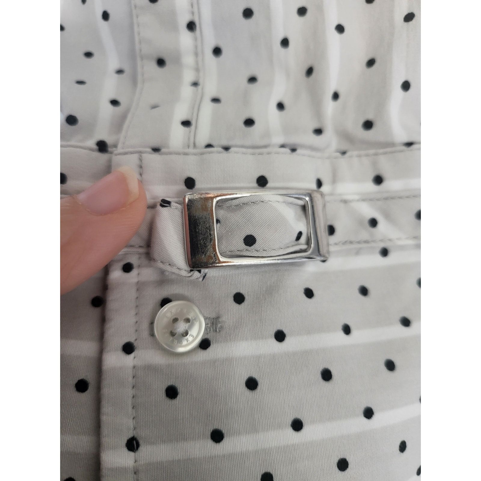 Express Express Grey w/White Stipes & Black Polka Dots Button Down-M Size M / US 6-8 / IT 42-44 - 4 Thumbnail