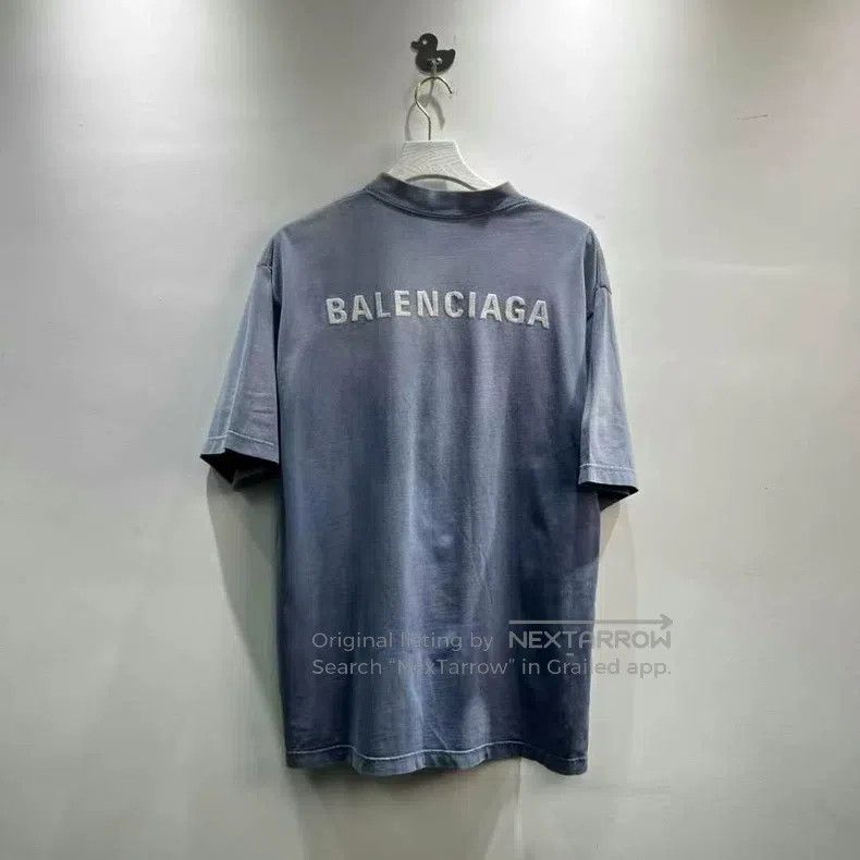 Balenciaga Balenciaga Chest Embroidered Logo Haze Blue Gradient Short Size US XS / EU 42 / 0 - 2 Thumbnail