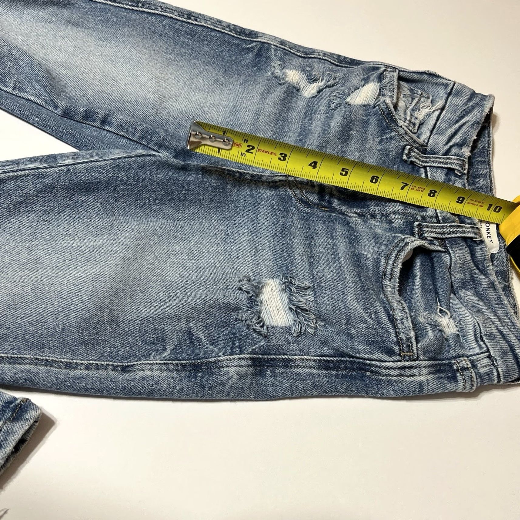 Vintage Flying Monkey High Rise Flare Jeans Distressed Women’s Size 23x28 Blue Stretch Jeans Size 40" / US 18 - 5 Thumbnail