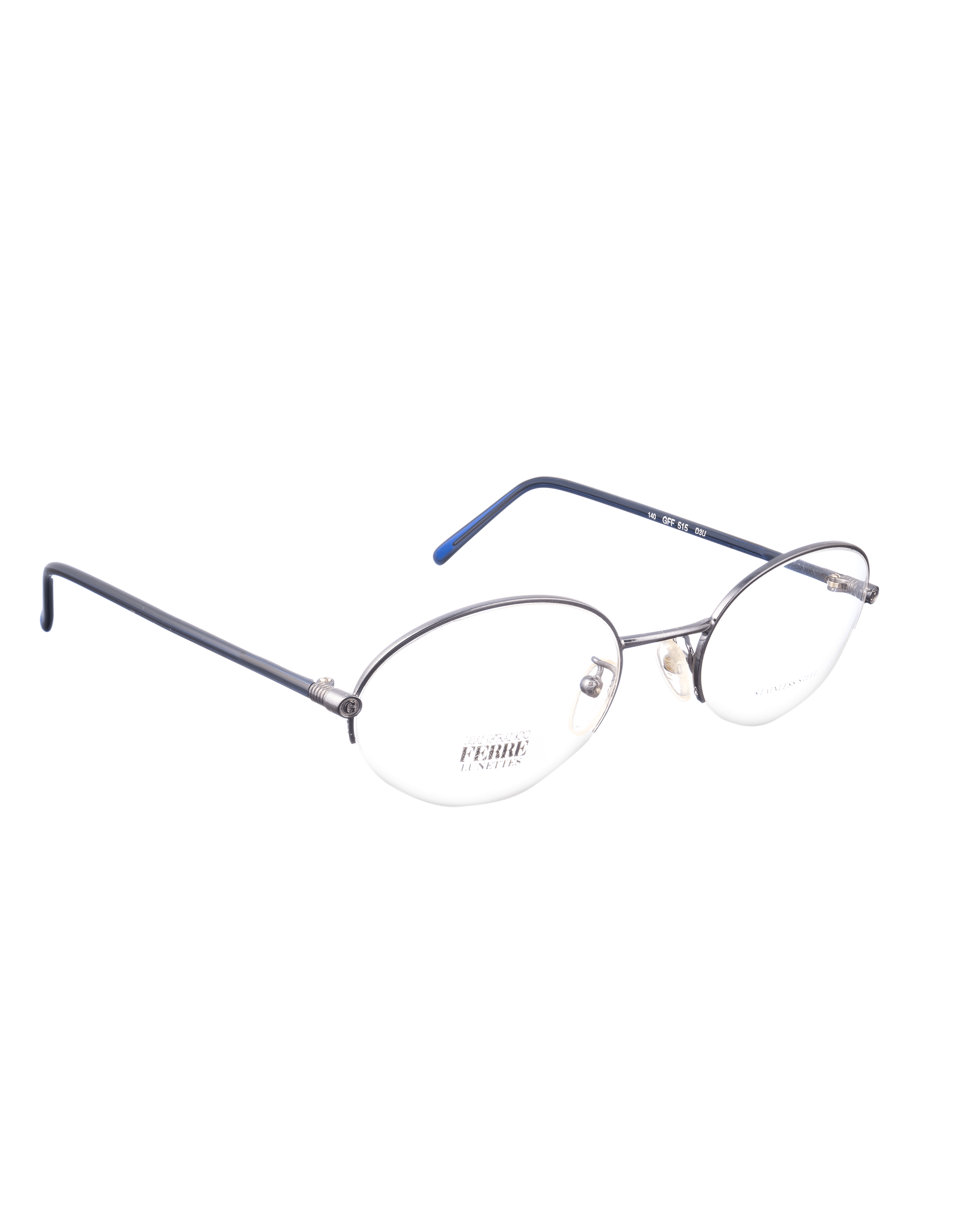 Gianfranco Ferre Gianfranco Ferre 00s Oval Metallic & Navy Glasses Size ONE SIZE - 1 Thumbnail