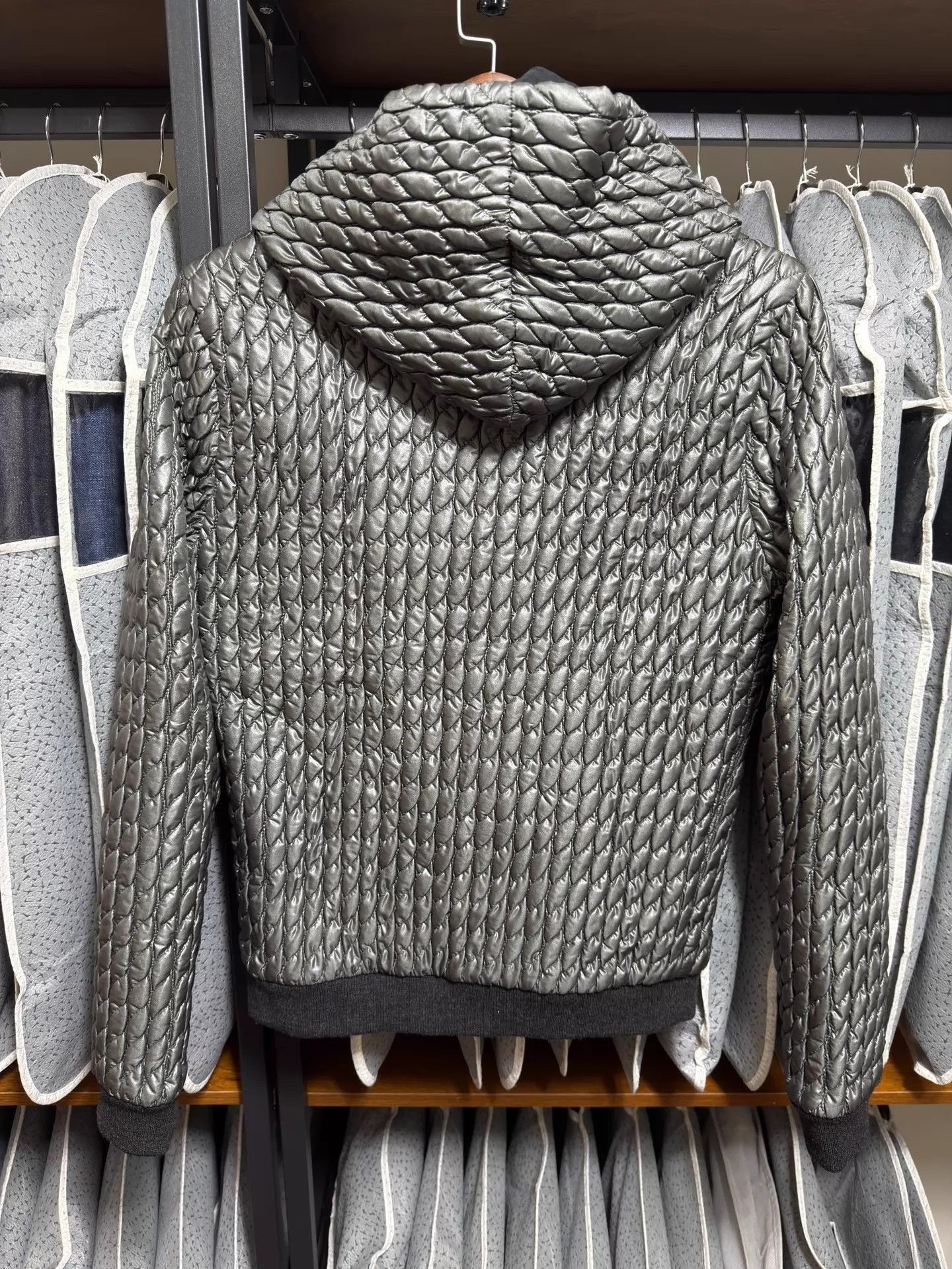 Dolce & Gabbana Gray Quilted Hooded Light Jacket Size US XXS / EU 40 - 2 Thumbnail