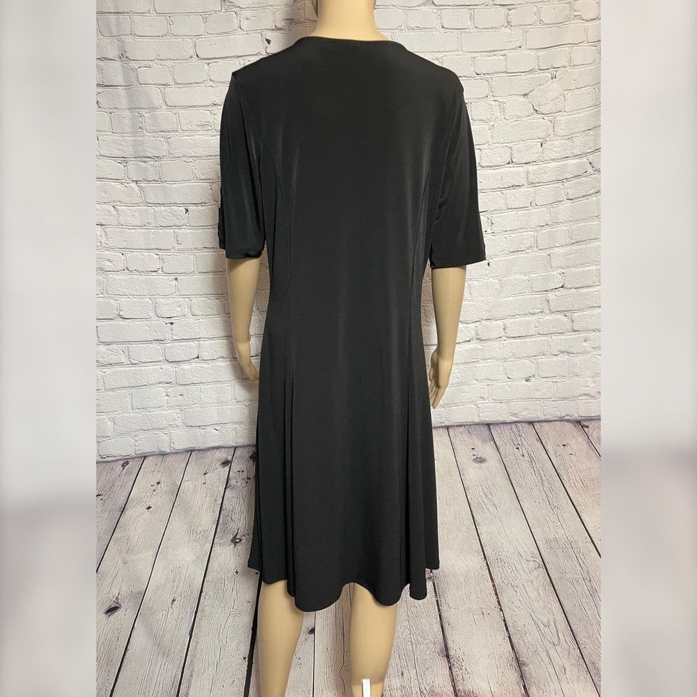 Other Susan Graver Liquid Knit Black Dress with Banded Split Elbo Size S / US 4 / IT 40 - 5 Thumbnail