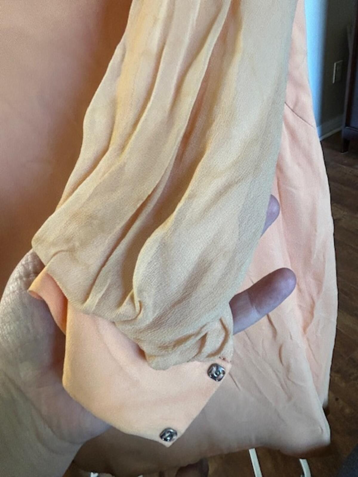 Unknown London Vtg Sylvia Ava Peach Long Sleeve Dress Pearl Embellishments Size ONE SIZE - 6 Thumbnail