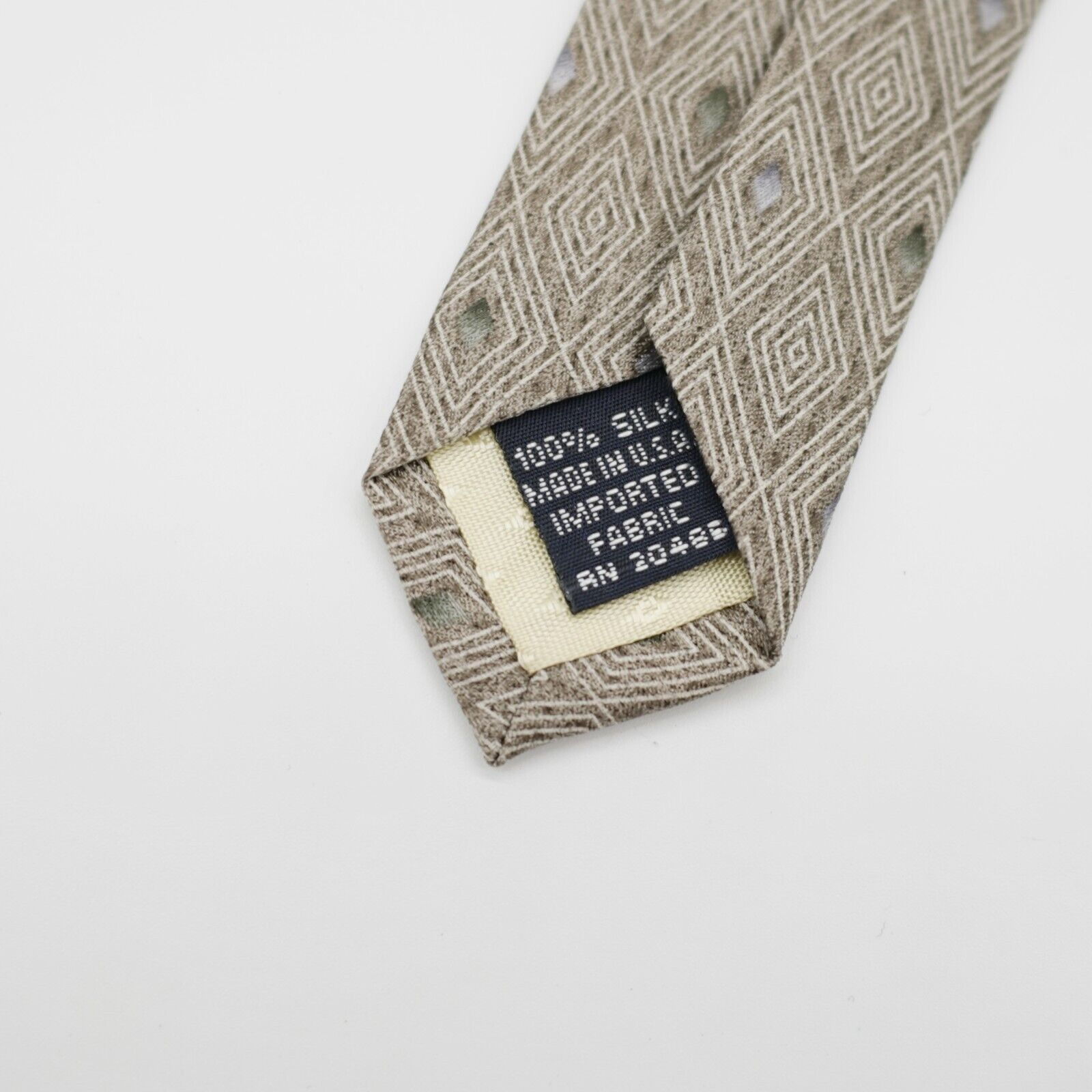 Stafford Stafford Executive Tan Green Geometric Print Wide Silk Tie Size ONE SIZE - 4 Thumbnail