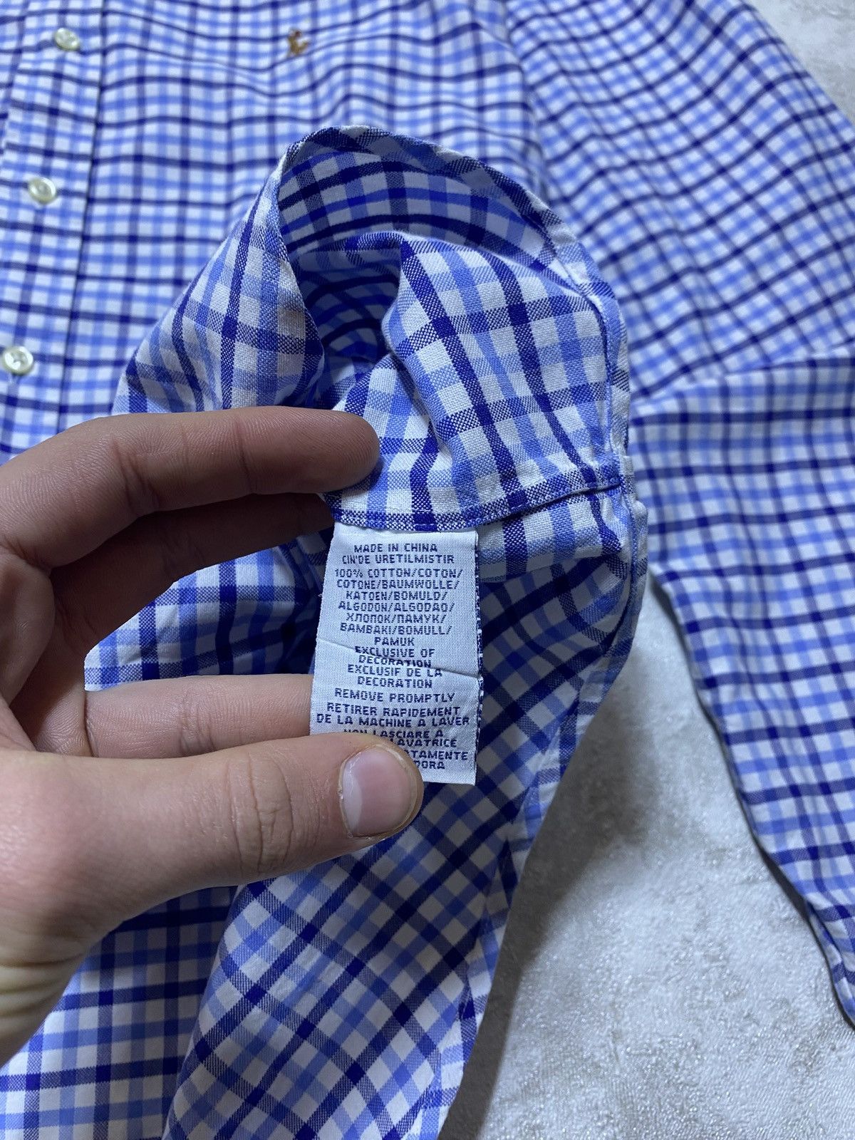 Polo Ralph Lauren Polo Ralph Lauren Vintage Blue Checkered Plaid Shirt Size US XL / EU 56 / 4 - 7 Thumbnail