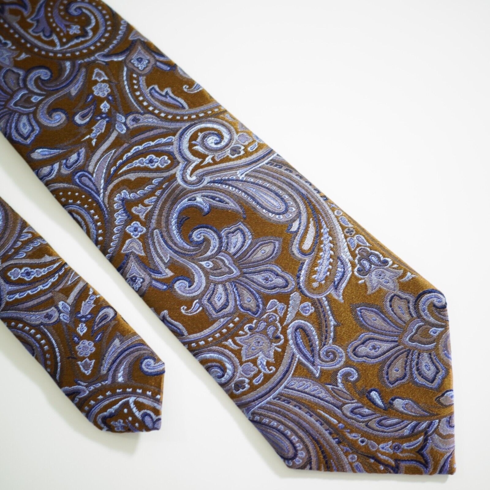 Hugo Boss Boss Hugo Boss Brown Blue Paisley Floral Woven Silk Tie Size ONE SIZE - 1 Thumbnail